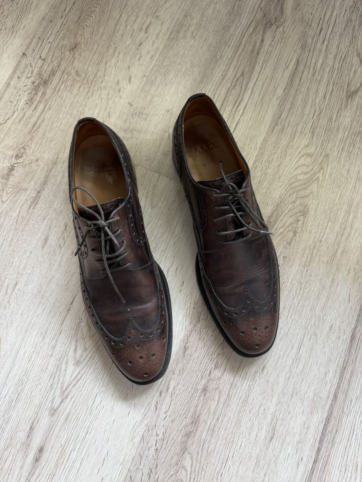 Bally Bally Mens Leather Brogues Goodyear Welted Brown Patina Size US 10 / EU 43 - 2 Thumbnail