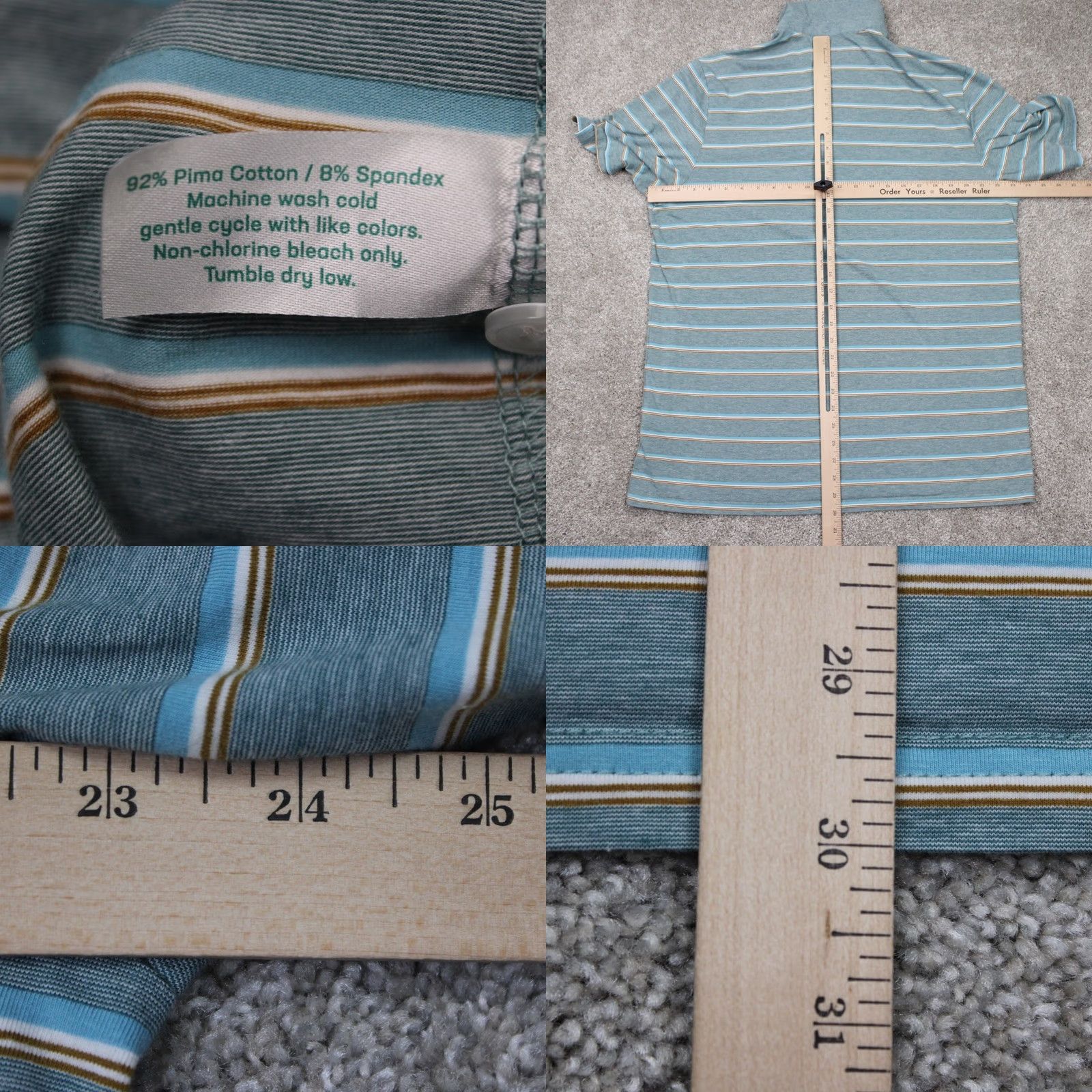 Vintage Criquet Polo Shirt Mens XL Blue/Green Pima Cotton Stretch Golf S/S 4 Button Size US XL / EU 56 / 4 - 8 Thumbnail
