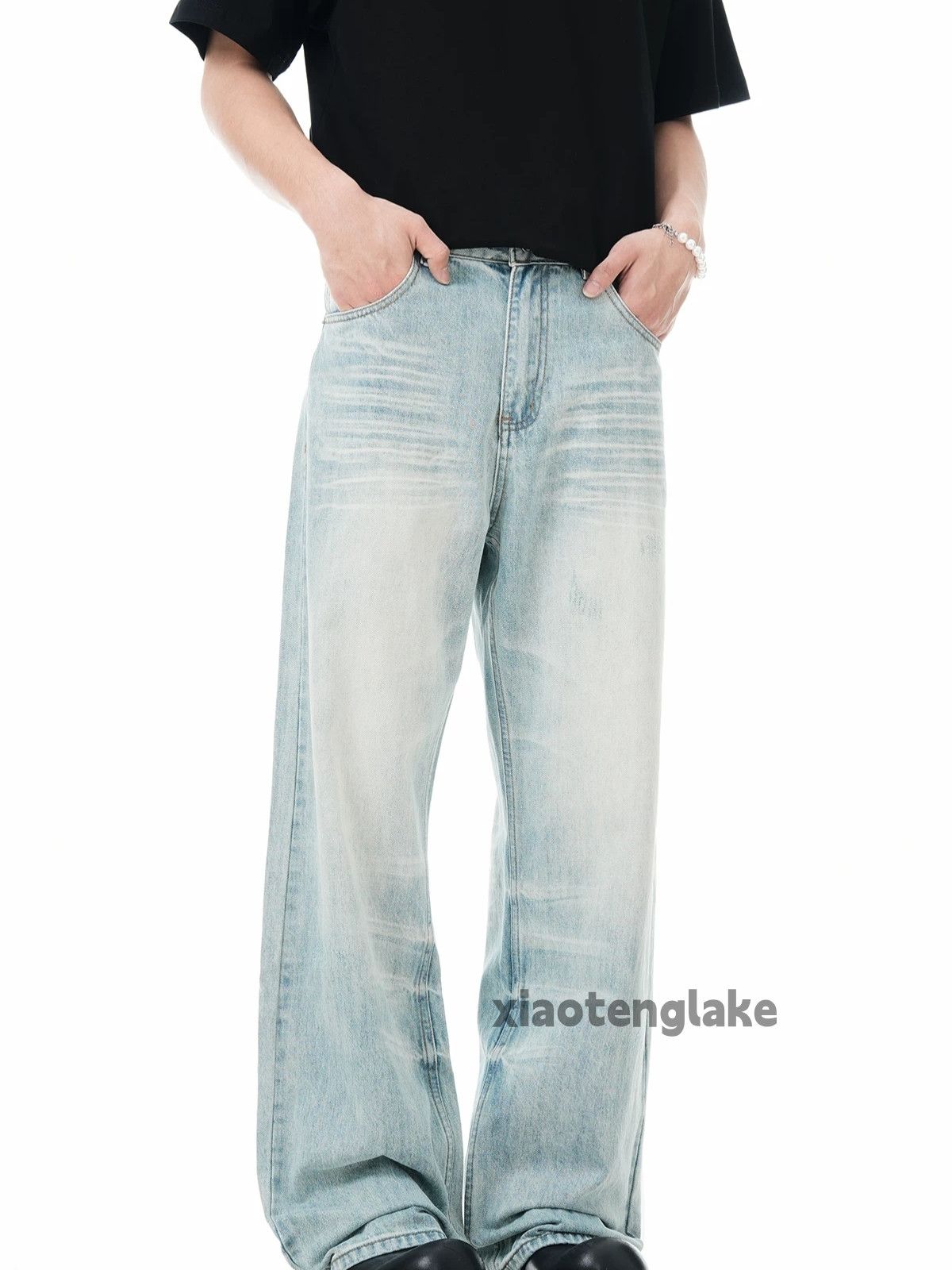 Jean unisex washed faded cleanfit yuppie y2k baggy jeans Size US 32 / EU 48 - 5 Thumbnail