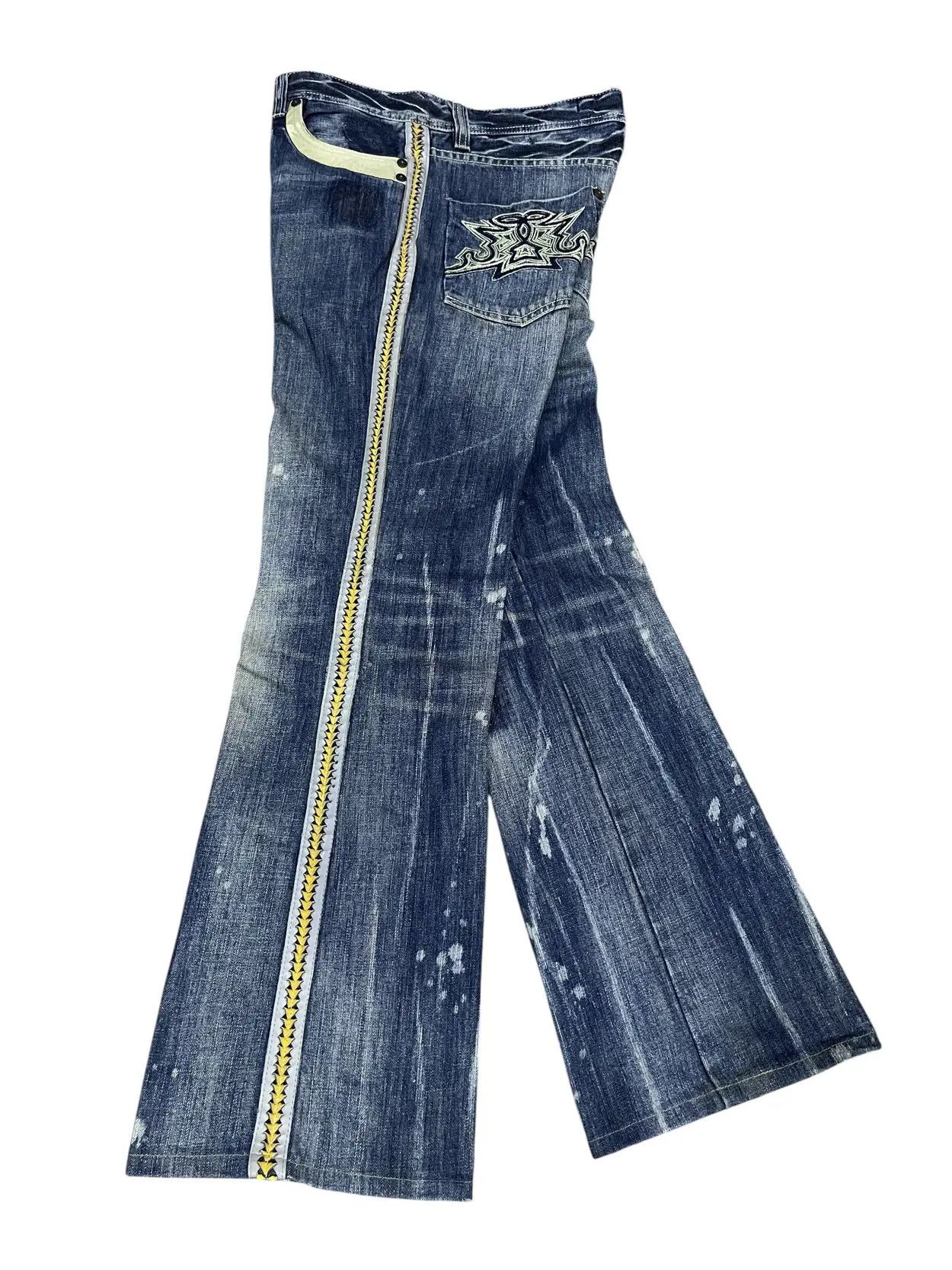 Parasuco PUNK FLARE🔥PARASUCO DENIM LEGEND Distressed Tribal Jeans💥 Size US 33 - 10 Thumbnail