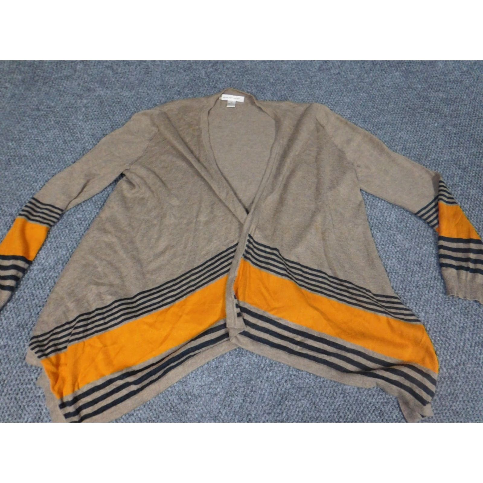 Vintage August Silk Cardigan Sweater Womens L Brown Open Crew Neck Casual Knit Winter Vintage: No Size L / US 10 / IT 46 - 2 Thumbnail