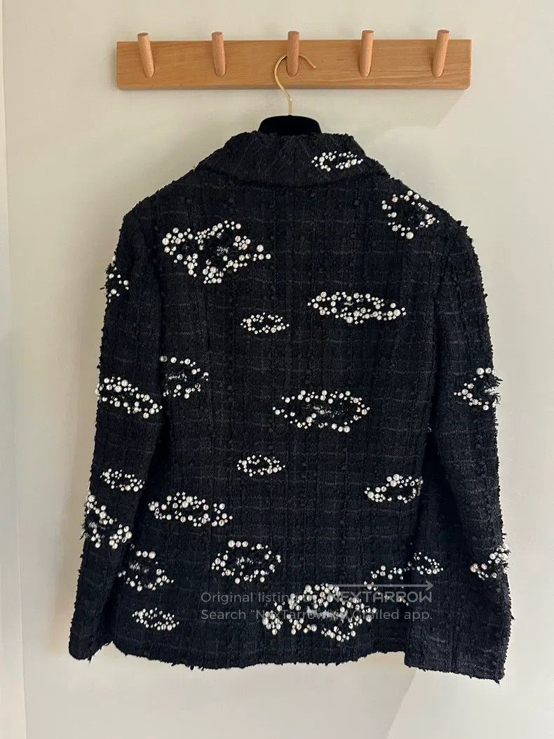 Chanel Chanel 22-year-old black lapel pearl rhinestone jacket Size XXS / US 00 / IT 34 - 2 Thumbnail