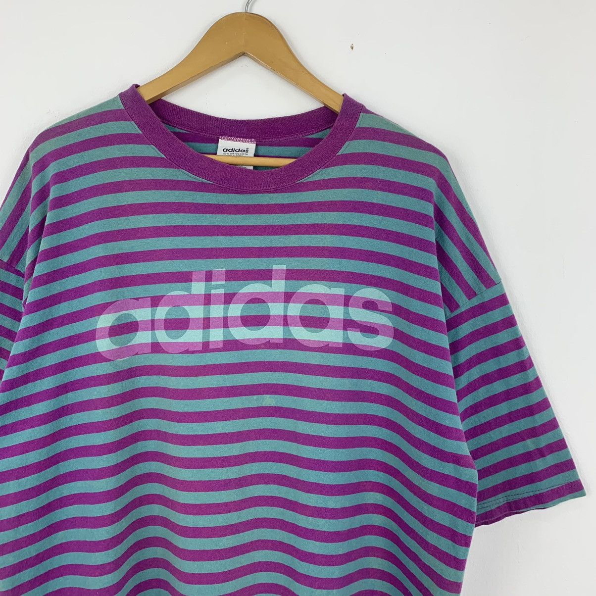 Adidas × Vintage Vintage 90’s Adidas Striped T-Shirt Size US XL / EU 56 / 4 - 2 Thumbnail