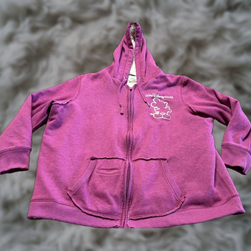 Disney Walt Disney World Parks Womens Hoodie Pullover Pink 2X 2XL Sherpa Lined Full Zip Disney Hoodie Womens Pink 2X Full Zip Sherpa Lined Size XXL / US 16-18 / IT 52-54 - 1 Thumbnail