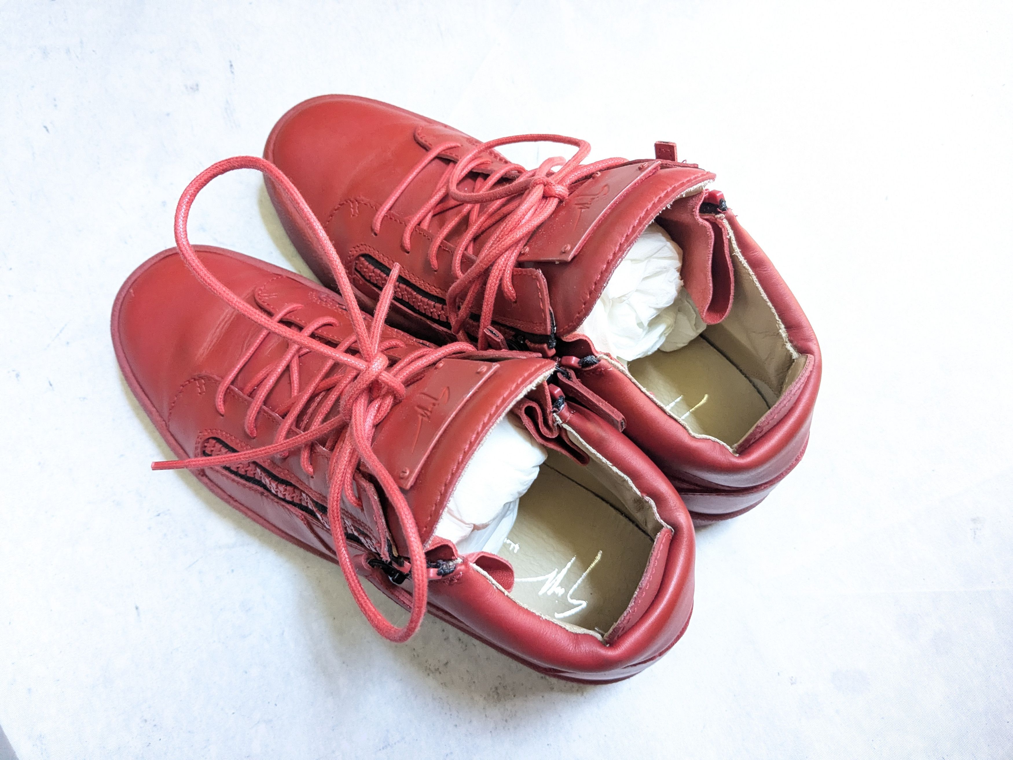 Giuseppe Zanotti Giuseppe Zanotti High Top Sneakers Red 10.5 43.5 Leather Size US 10.5 / EU 43-44 - 14 Thumbnail