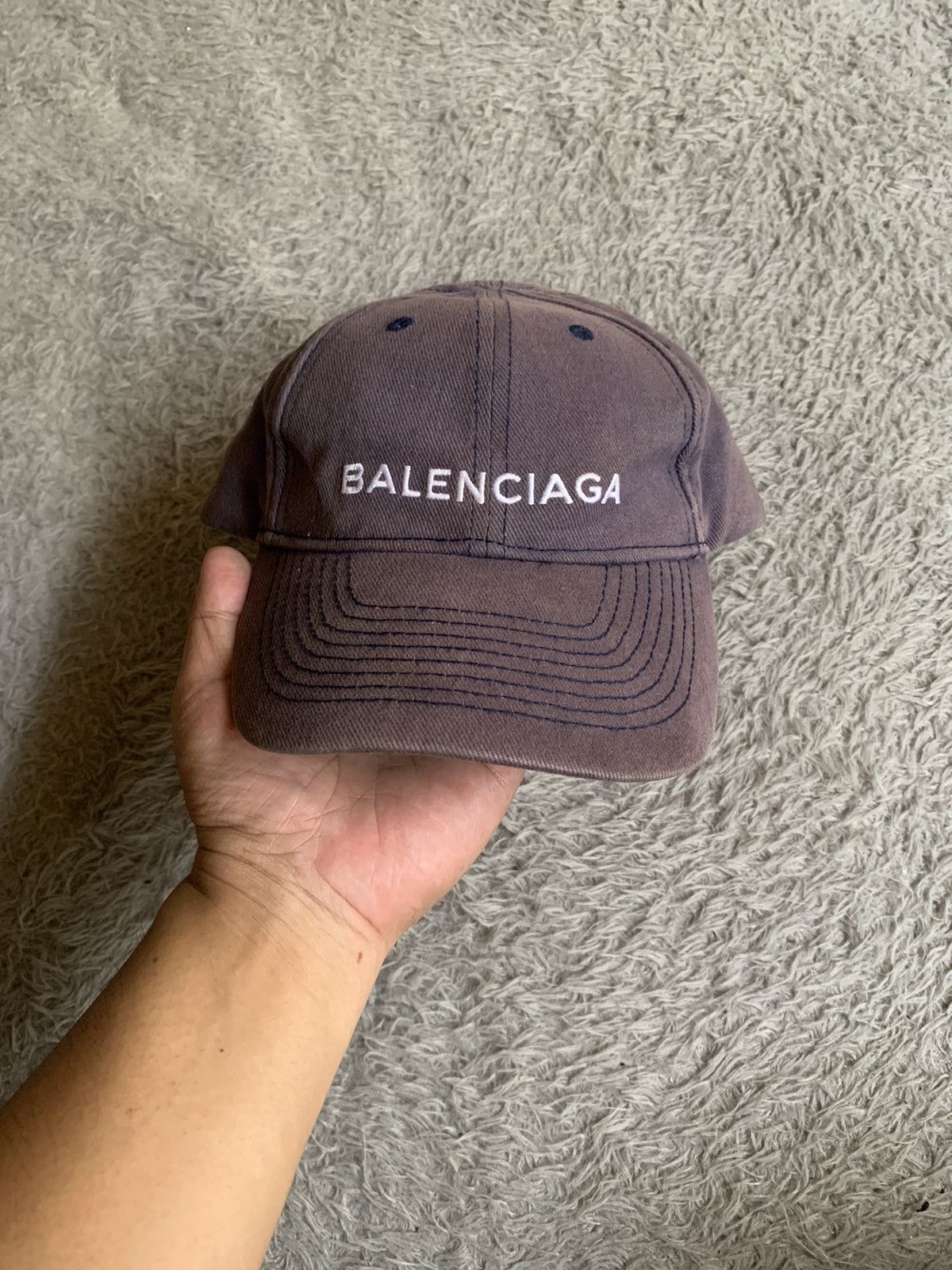 Balenciaga Balenciaga Embroidered Logo Washed Navvy Cap Hat Size ONE SIZE - 1 Thumbnail
