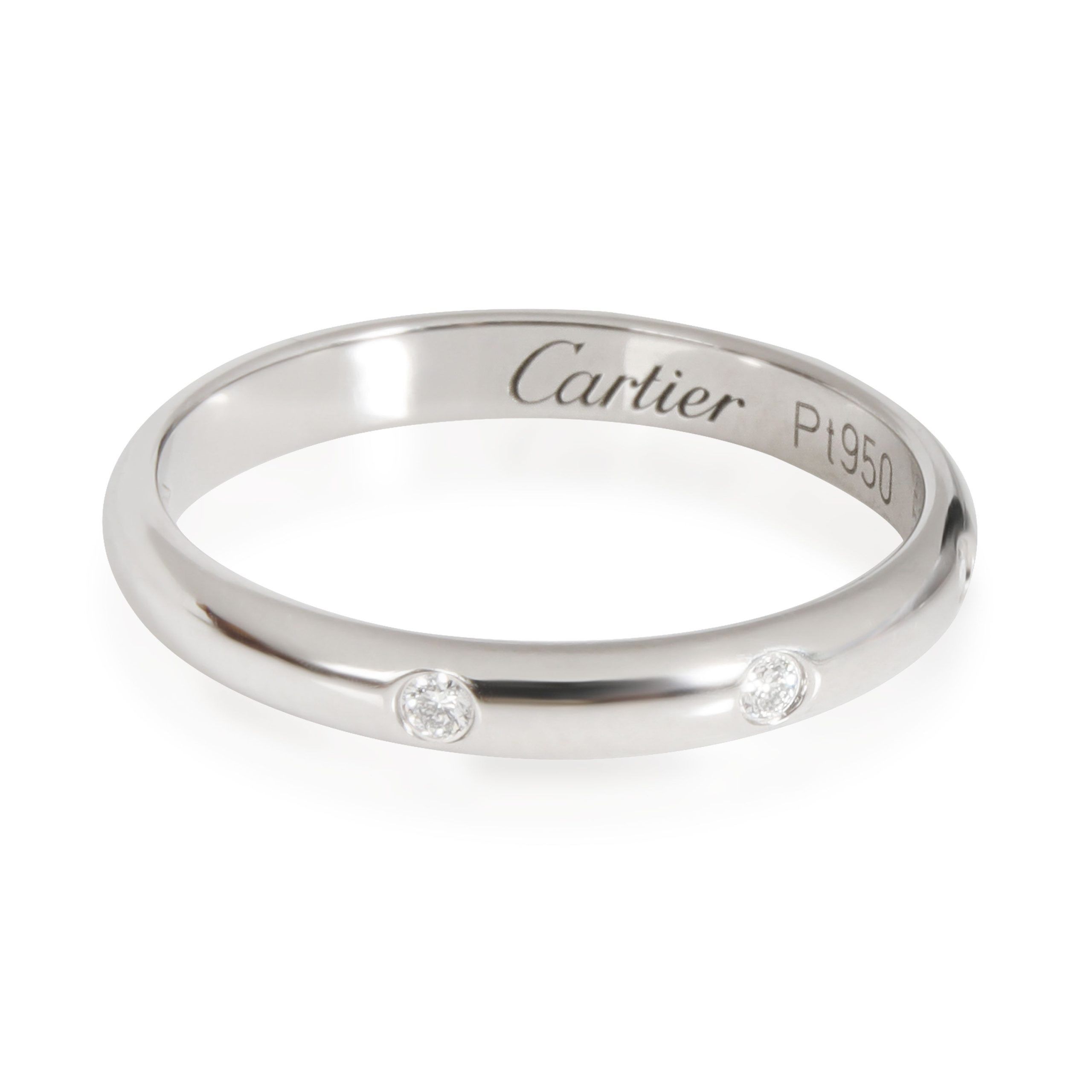 image of Cartier 1895 Diamond Band In Platinum 0.03 Ctw in Silver, Women's