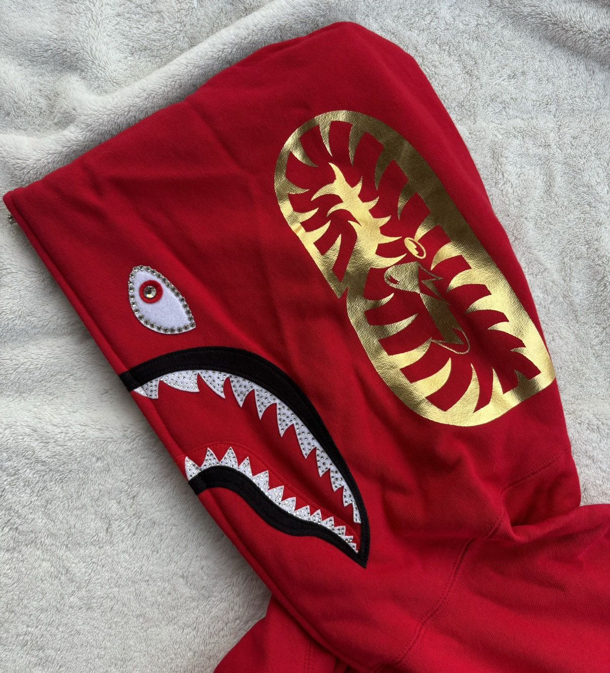 Bape Bape x Swarovski Red/Camo Shark Zip Hoodie Size US XL / EU 56 / 4 - 6 Thumbnail
