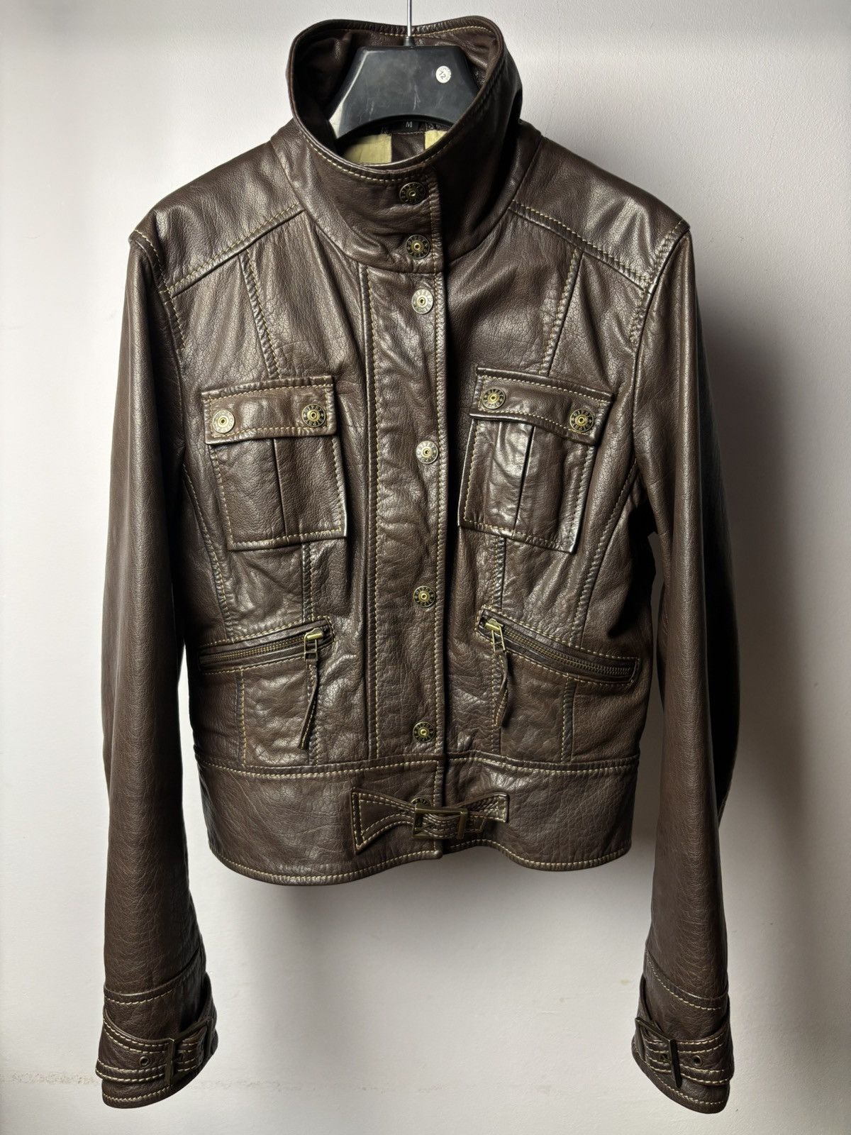 Gypsy Gipsy by Mauritius Leather Jacket Brown Biker Moto Utility Size M / US 6-8 / IT 42-44 - 11 Thumbnail