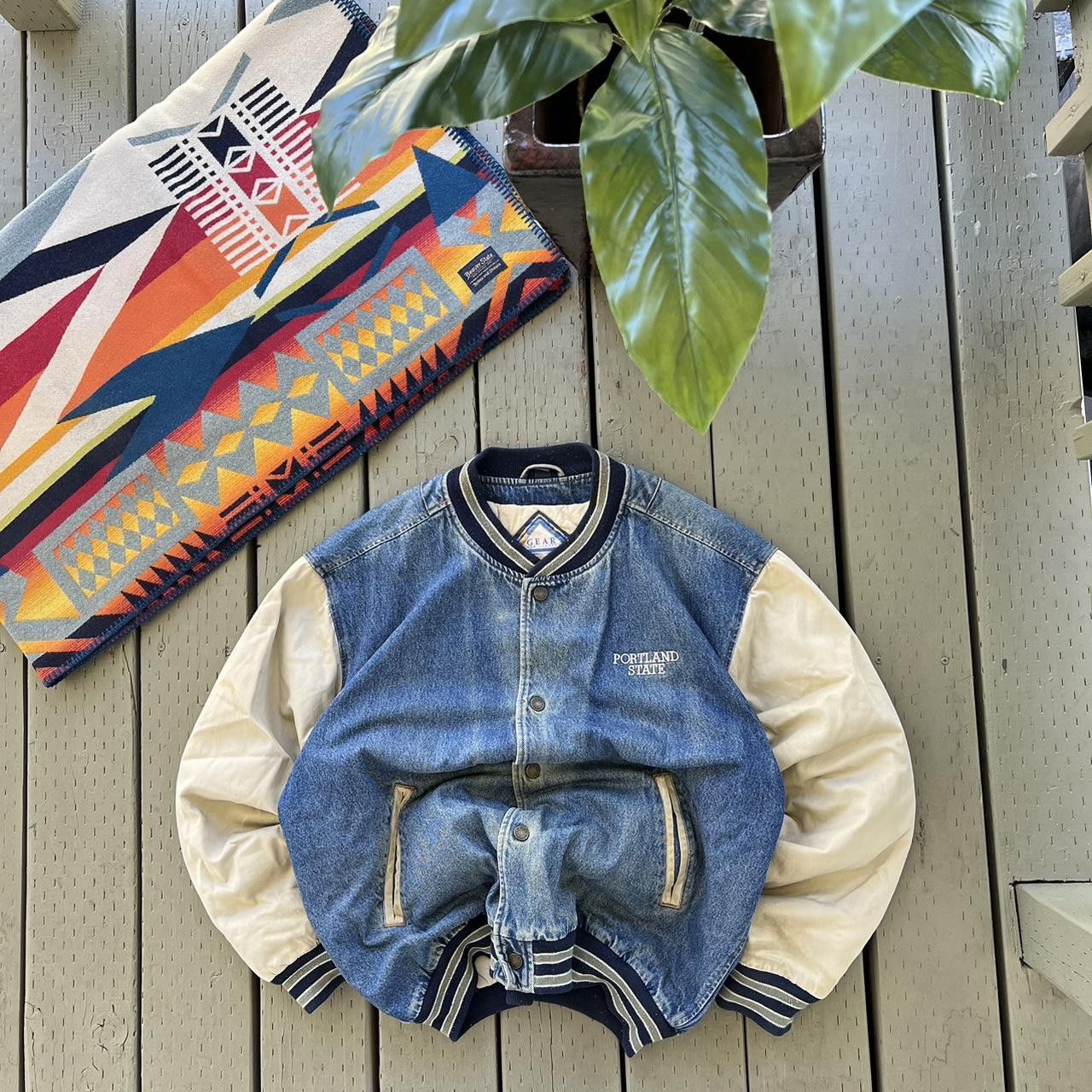 Vintage Vintage Portland state Denim Jacket 90s Bomber Quilt Lined Size US XL / EU 56 / 4 - 1 Thumbnail