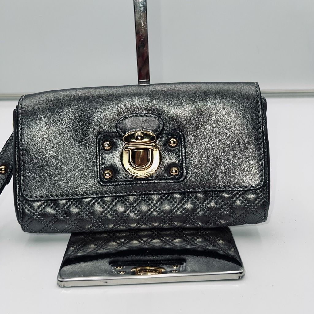 Marc Jacobs Made in Italy Metallic Quilted Leather Faux Lock