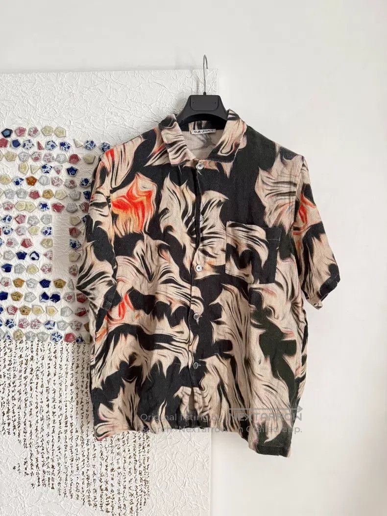 Our Legacy Our Legacy Flame Printed Linen Short Sleeve Shirt Size US S / EU 44-46 / 1 - 1 Thumbnail