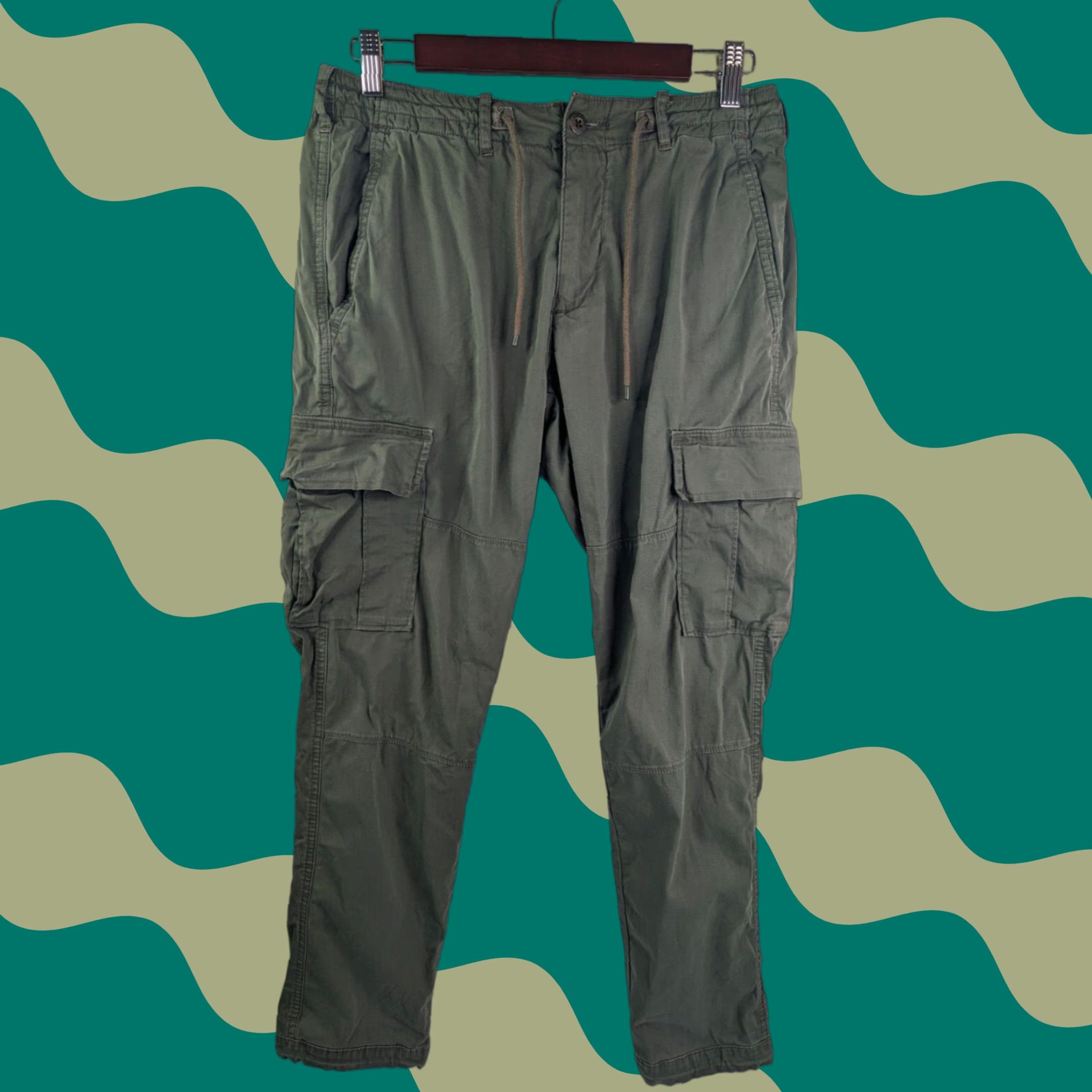 Abercrombie & Fitch VINTAGE Abercrombie & Fitch Pants Cargo 28x30 Green Military Skinny Relaxed Men 90s Army Workwear Casual Pants Size US 28 / EU 44 - 1 Thumbnail