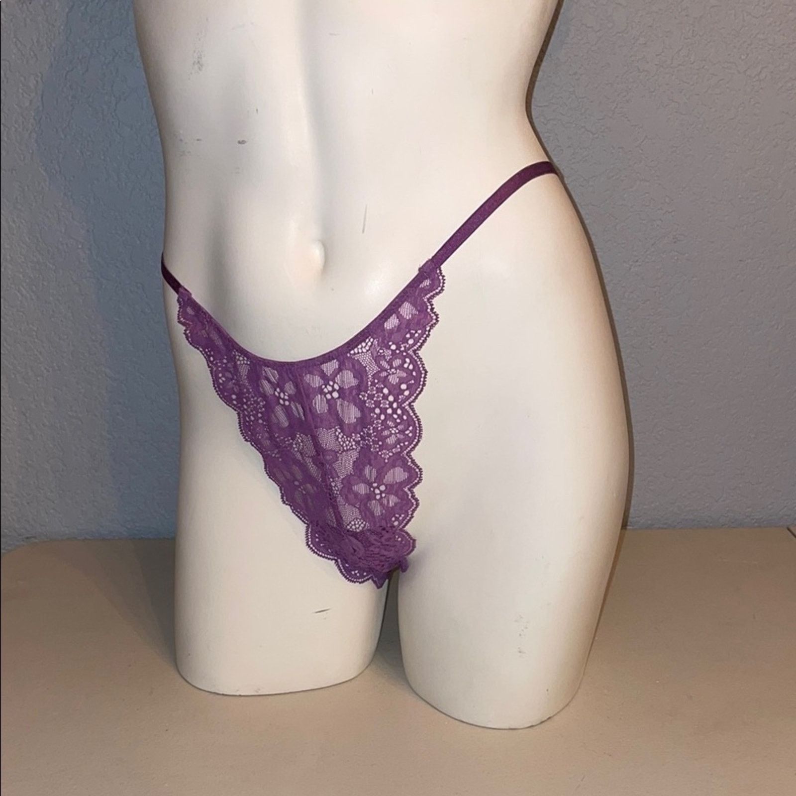 Victoria's Secret Victoria’s Secret Brazillian Thong Lavendar Lace VS Panties Size ONE SIZE - 9 Thumbnail