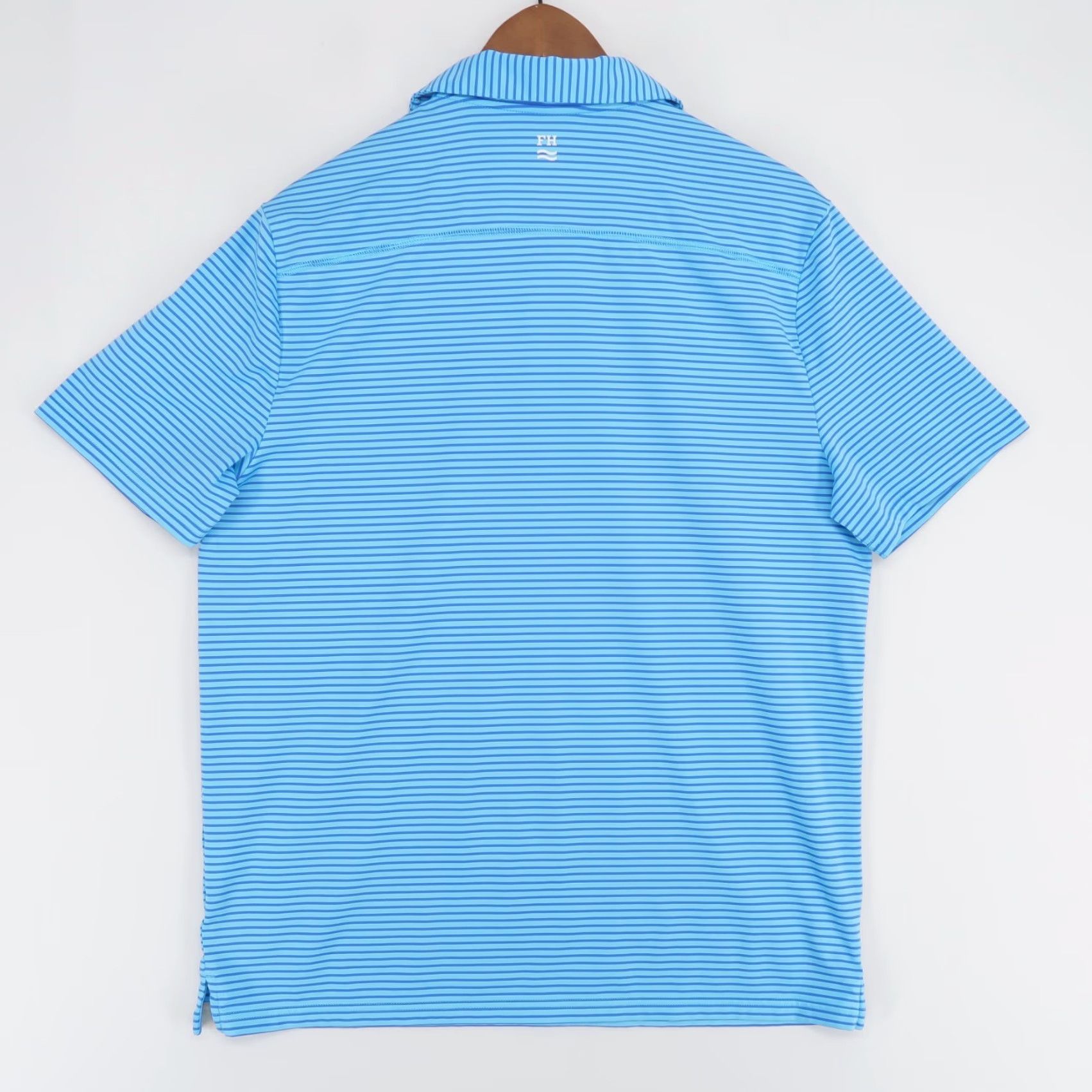 Vintage Fair Harbor Polo Shirt Mens M Blue Striped Short Sleeve Golf Performance Button Collar Size US M / EU 48-50 / 2 - 2 Thumbnail