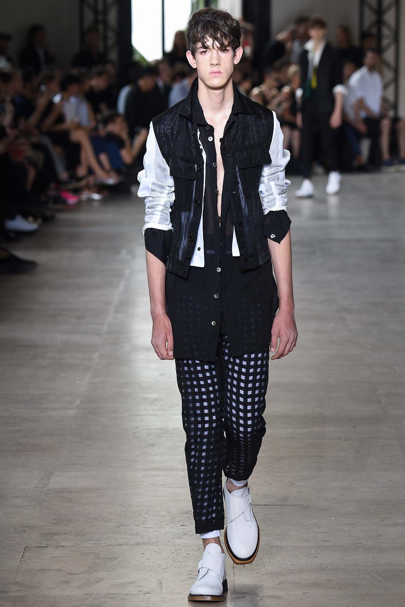 Ann Demeulemeester S/S 2016 Semitransparent Checkered Black Pants Size US 32 / EU 48 - 2 Thumbnail