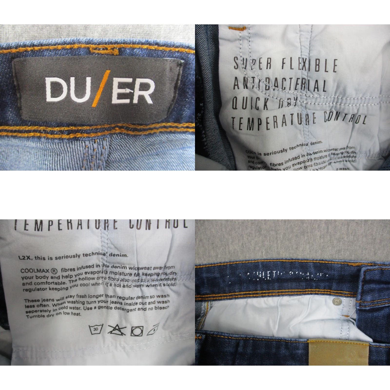 DUER DUER Jeans Mens 34x32 Dark Blue L2X Performance Denim Straight Leg Stretch Size US 34 / EU 50 - 9 Thumbnail