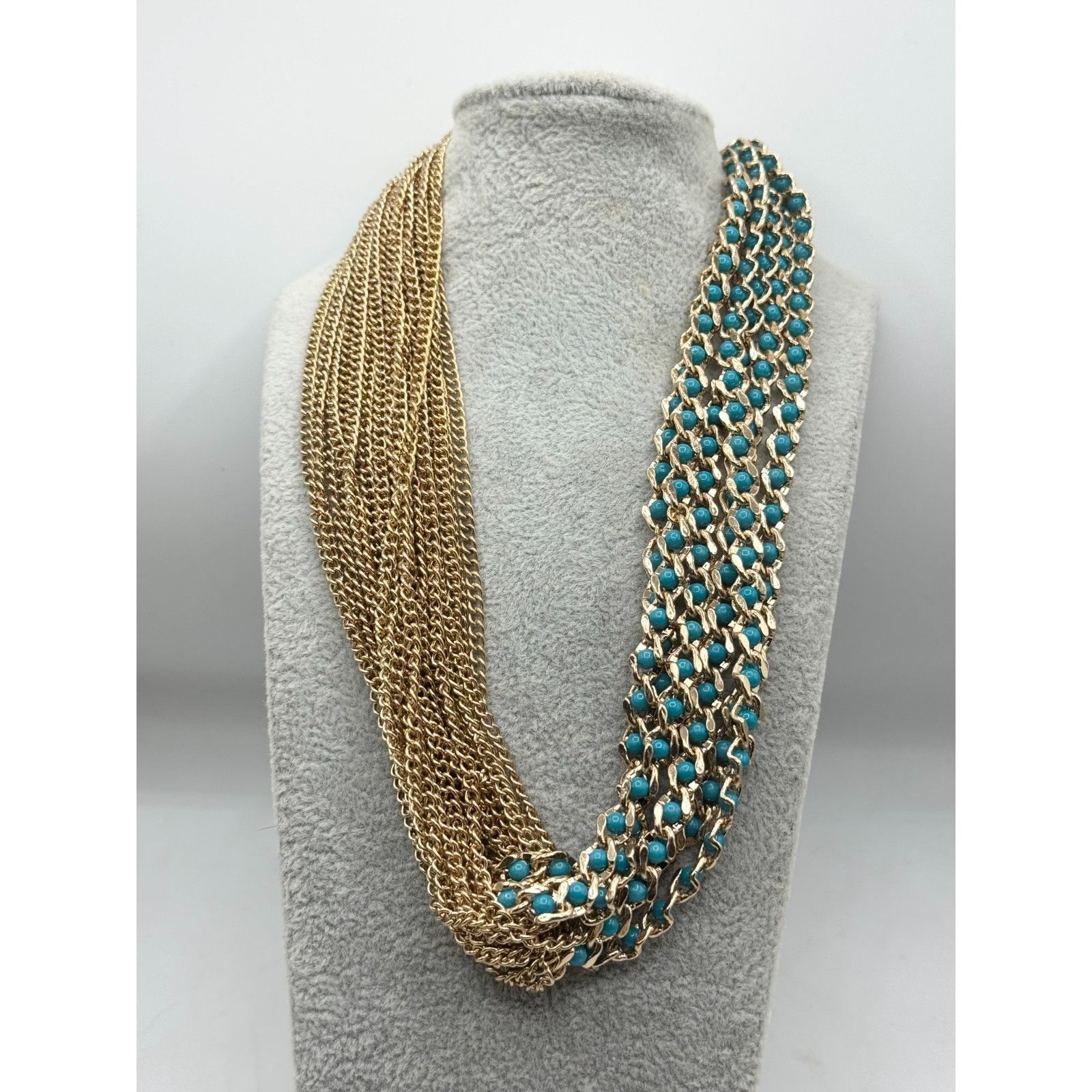 Other Vintage multi chain blue beaded necklace Size ONE SIZE - 2 Thumbnail