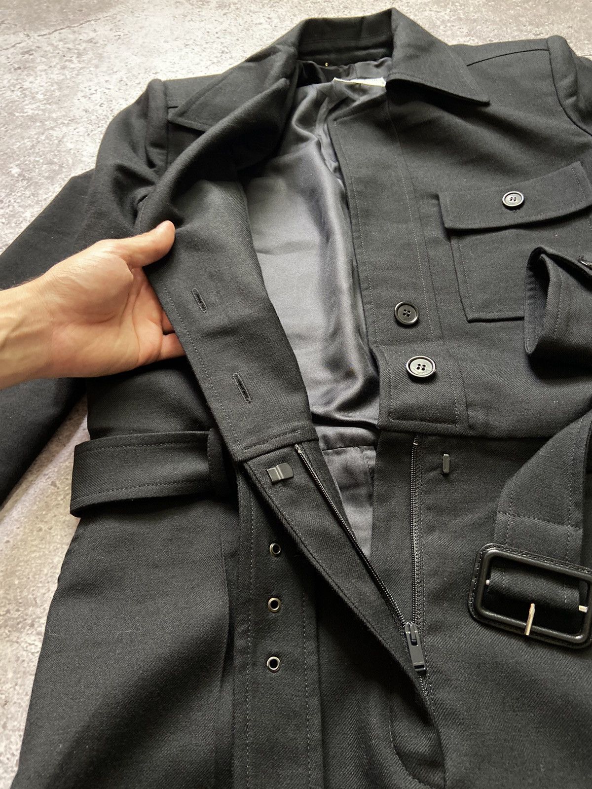 Saint Laurent Paris Saint Laurent Belted Jumpsuit Black Wool Size 30" / US 8 / IT 44 - 7 Thumbnail
