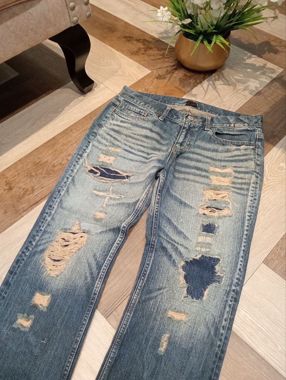 JACKROSE JACKROSE JAPAN BLUE DENIM DISTRESSED PANTS Size US 33 - 4 Thumbnail