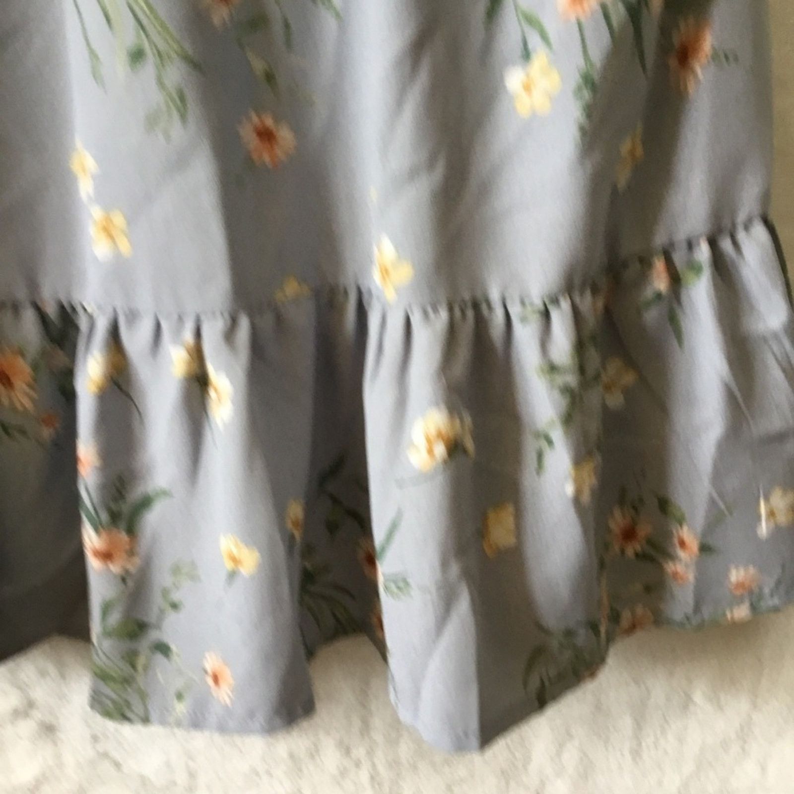 Other Pink Rose Blue Floral Smocked Waist Flutter Sleeve Dress Size L / US 10 / IT 46 - 10 Thumbnail