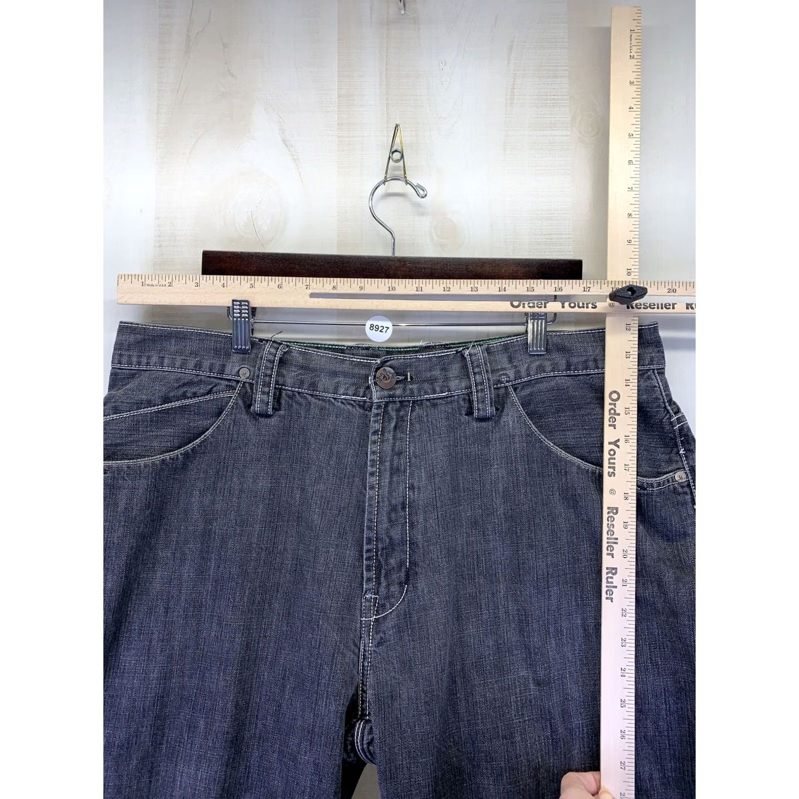 Denime Enyceclothing Co. Black Weathered Distressed Recycle Denim Mens Jeans Size 40- Size US 40 / EU 56 - 2 Thumbnail