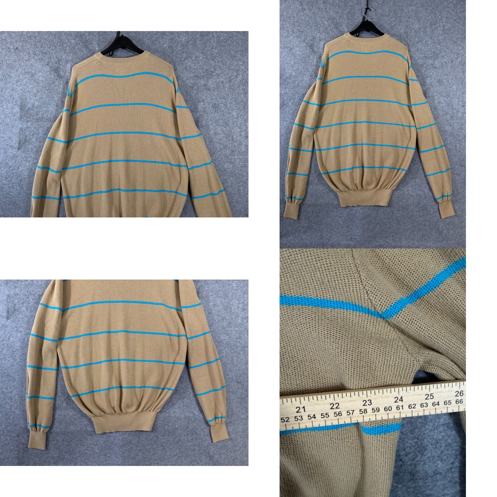 Roots Lifted Research Group LRG Sweater Mens XL Beige Striped Roots And Equipment Long Sleeve Crew Neck Knit Logo Pullover Size US XL / EU 56 / 4 - 8 Thumbnail