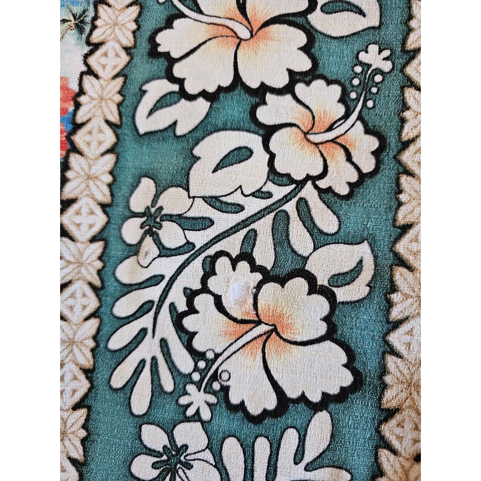 Other Kole Kole Hawaiian Barkcloth Floral Green Shirt 2XL? 1970s Size US XXL / EU 58 / 5 - 7 Thumbnail