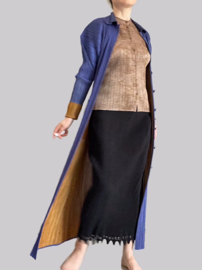 Issey Miyake Issey Miyake size:3 Blue pleated long dress Size XS / US 0-2 / IT 36-38 - 3 Thumbnail