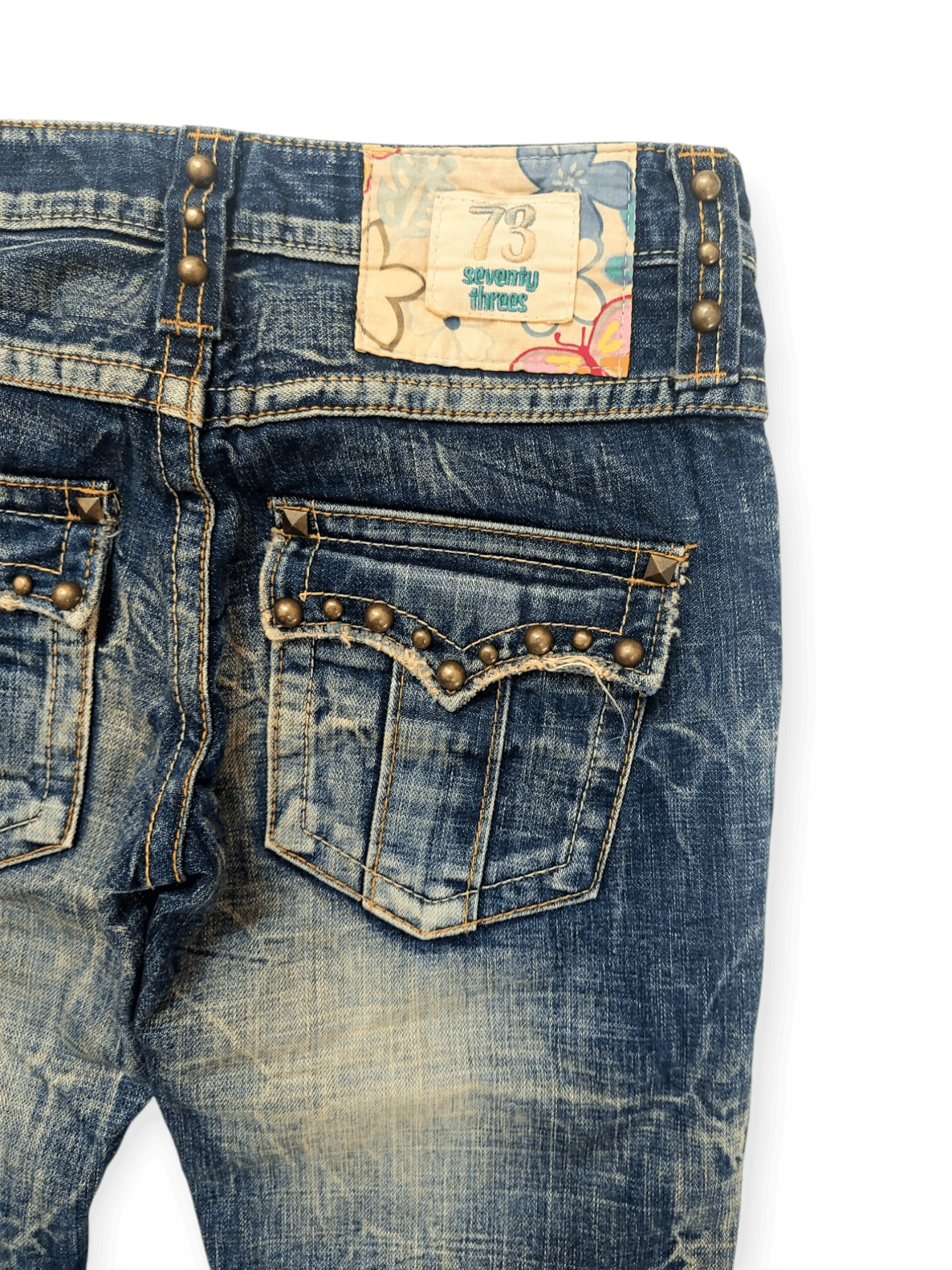 Vintage Flare 73 Seventy Threes Studded Punk Denim Size 26" / US 2 / IT 38 - 10 Thumbnail