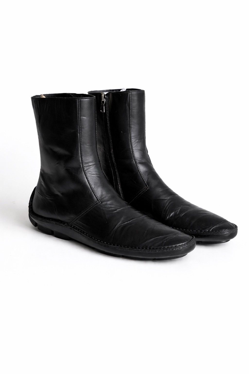 Prada Sport Women’s Black Leather Zip Ankle Boots Minimalist