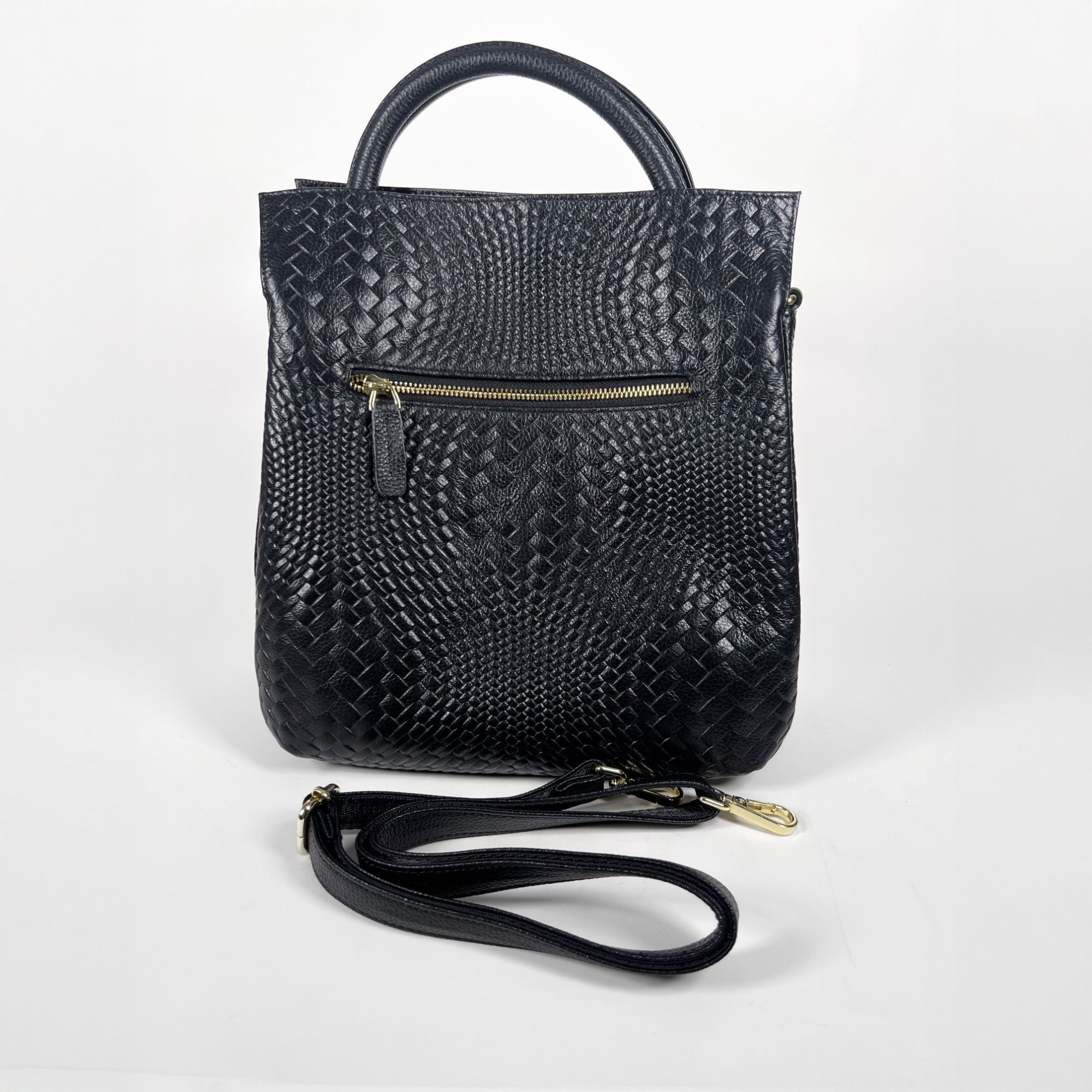 Other Lacey Black Woven Genuine Leather Tote Crossbody Bag Size ONE SIZE - 2 Thumbnail