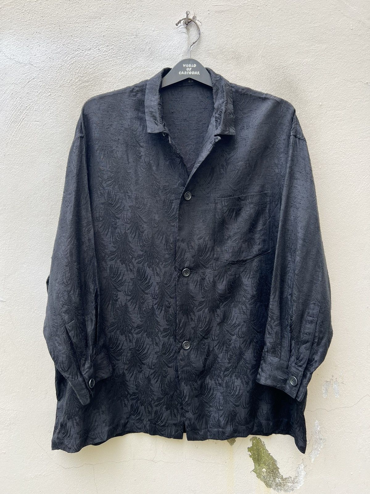 Johnbull Vintage 80s John Bull Zou Zou Raw Silk Black Jacquard Shirt Size US XL / EU 56 / 4 - 6 Thumbnail