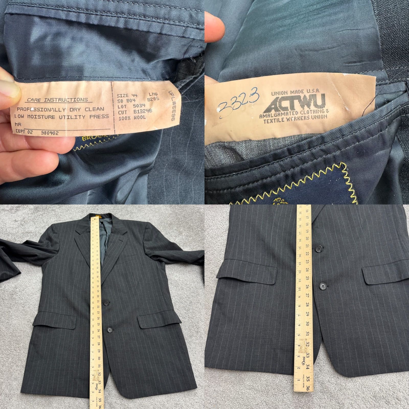 Brooks Brothers VINTAGE Brooks Brothers Blazer Jacket Mens 44L Wool Striped Single-Breasted 2-Button Gray 90s Classic Workwear Suit-Style Size 44R - 8 Thumbnail