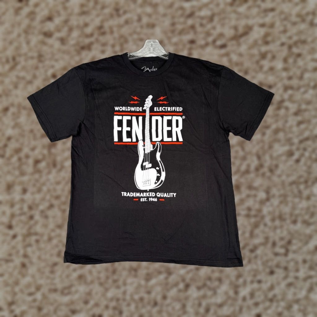 Fender Fender Men's T-Shirt Shirt L Black Guitar 1946 Worldwide Electrified NEW Short Sleeve Crew Neck Cotton Jersey Vintage No Size US L / EU 52-54 / 3 - 1 Thumbnail