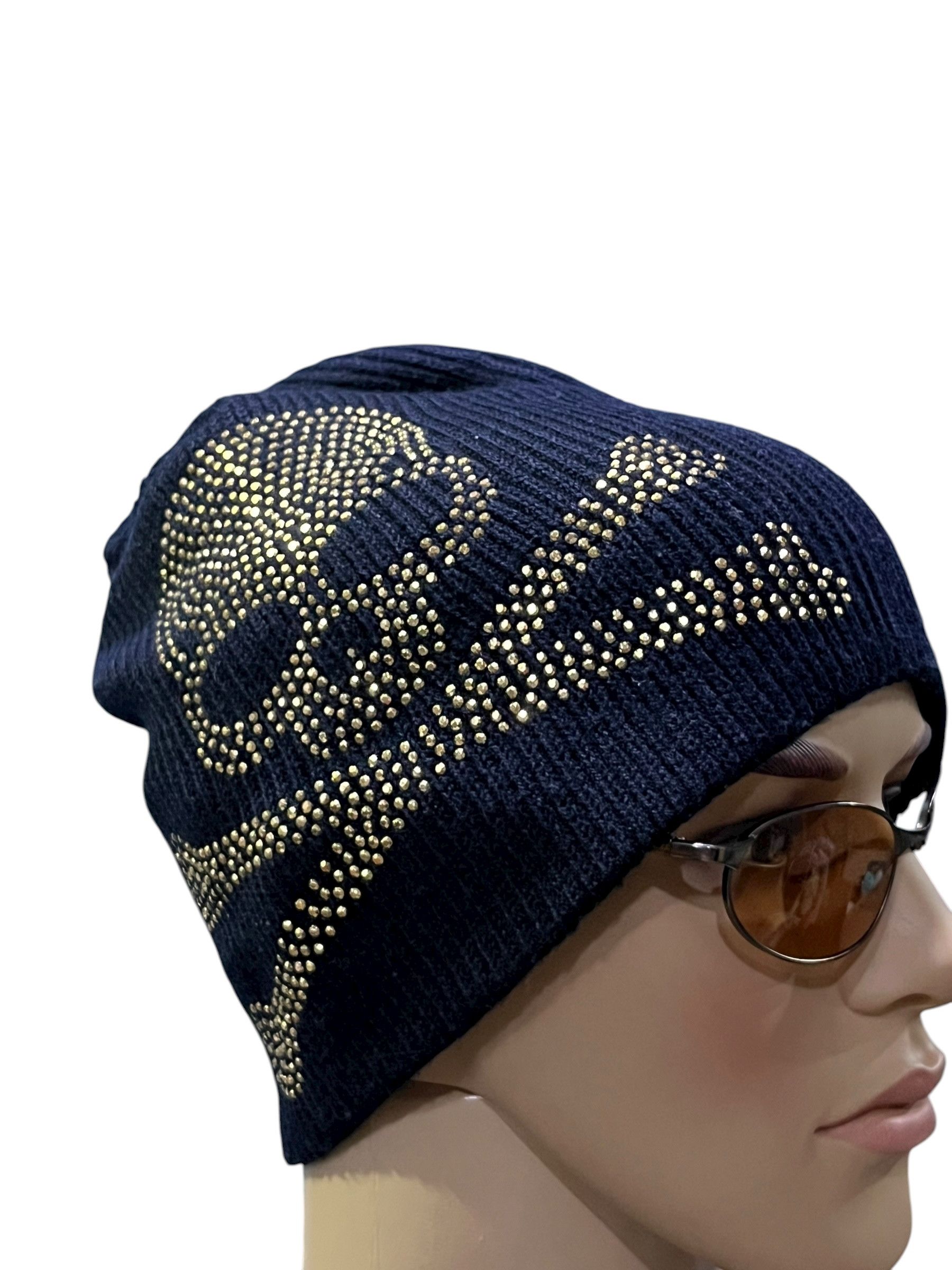 Japanese Brand 💀✨ Vintage Punk Rhinestone Skull Beanie Chrome Hearts Vibe Size ONE SIZE - 3 Thumbnail