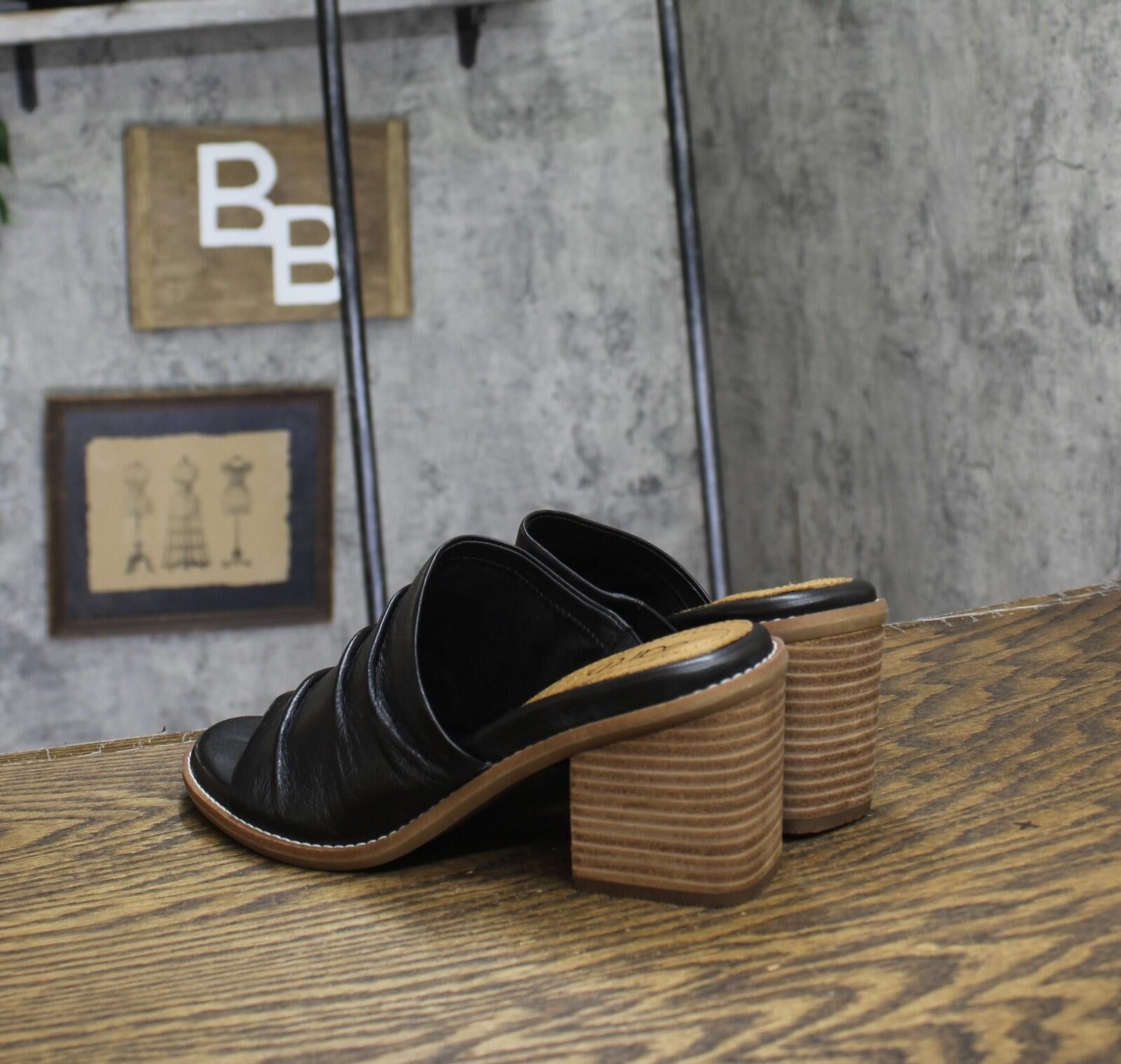 Earth Ragz Nwt Earth Block Heel Dress Sandals Etadara Black Leather 8m Size US 8 / IT 38 - 2 Thumbnail