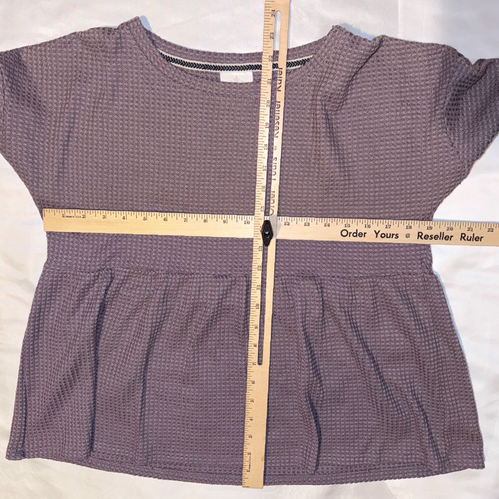 Vintage Knox Rose Womens Top M Dusty Purple Casual Waffle Texture Lagenlook Soft Shirt Knit Pullover Long Sleeve Balloon Neck Round Sleeve Size M / US 6-8 / IT 42-44 - 4 Thumbnail