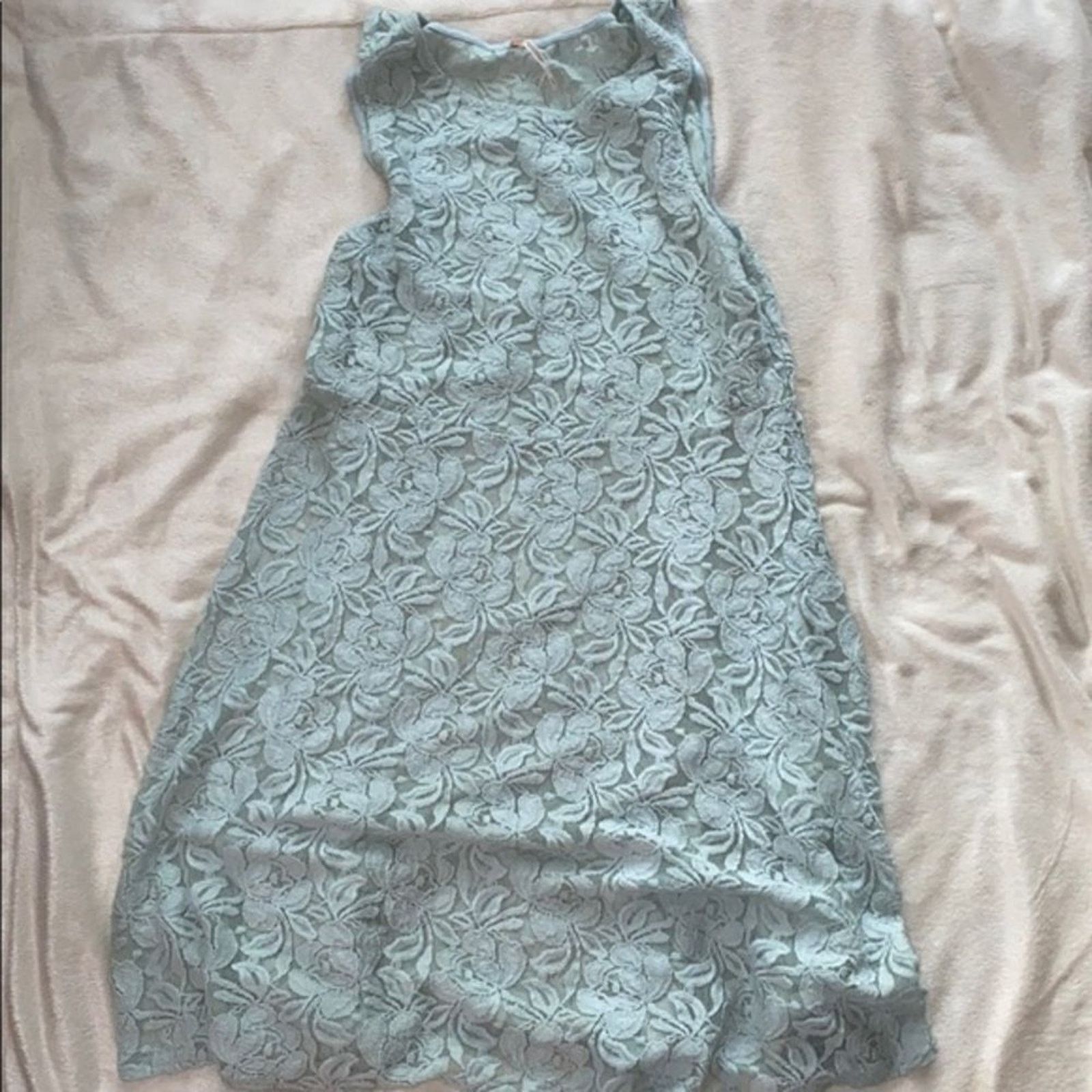 Free People Free People Sheer Mint Green Floral Lace Mini Dress | Sz M Size M / US 6-8 / IT 42-44 - 2 Thumbnail
