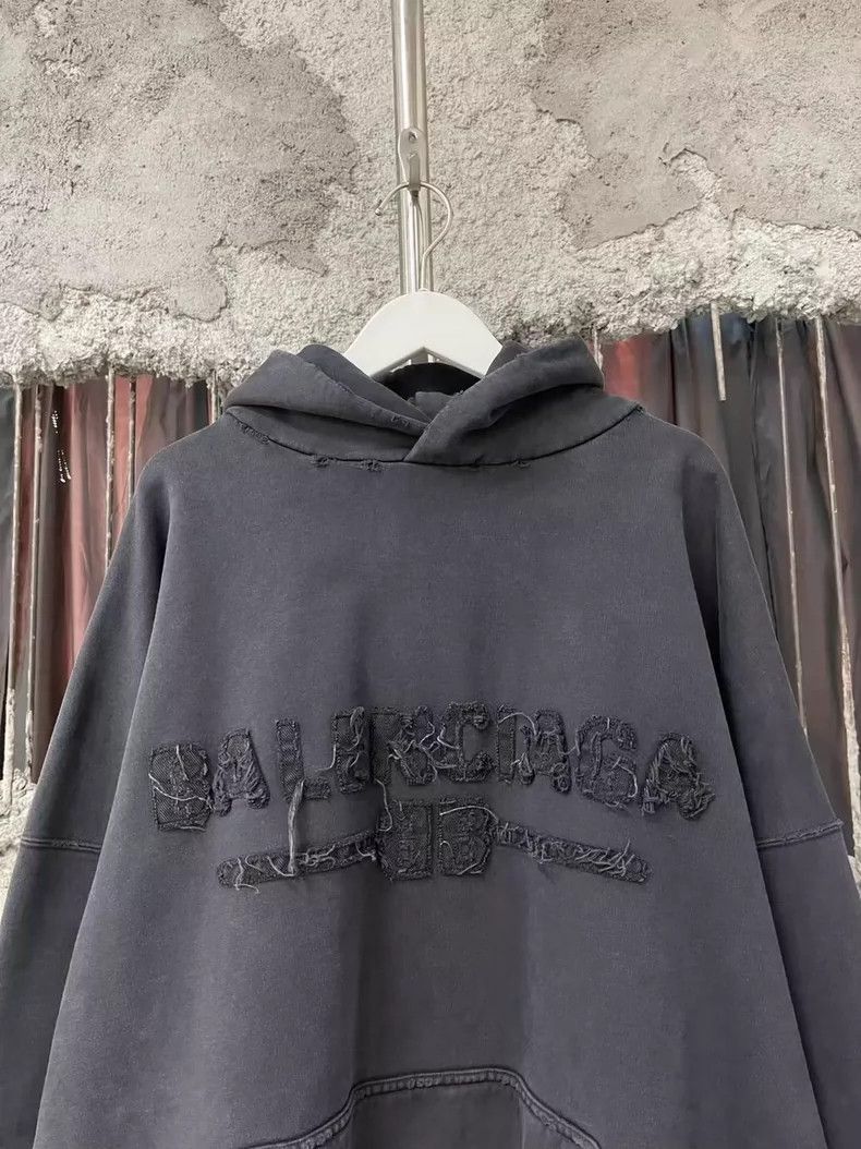 Balenciaga Balenciaga Black Gray Destroyed Hoodie-2505 Size US S / EU 44-46 / 1 - 3 Thumbnail
