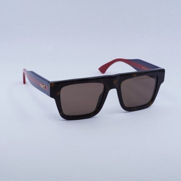 Gucci Gucci GG1868S 002 Sunglasses Havana/Blue/Red Square Frame Size ONE SIZE - 4 Thumbnail