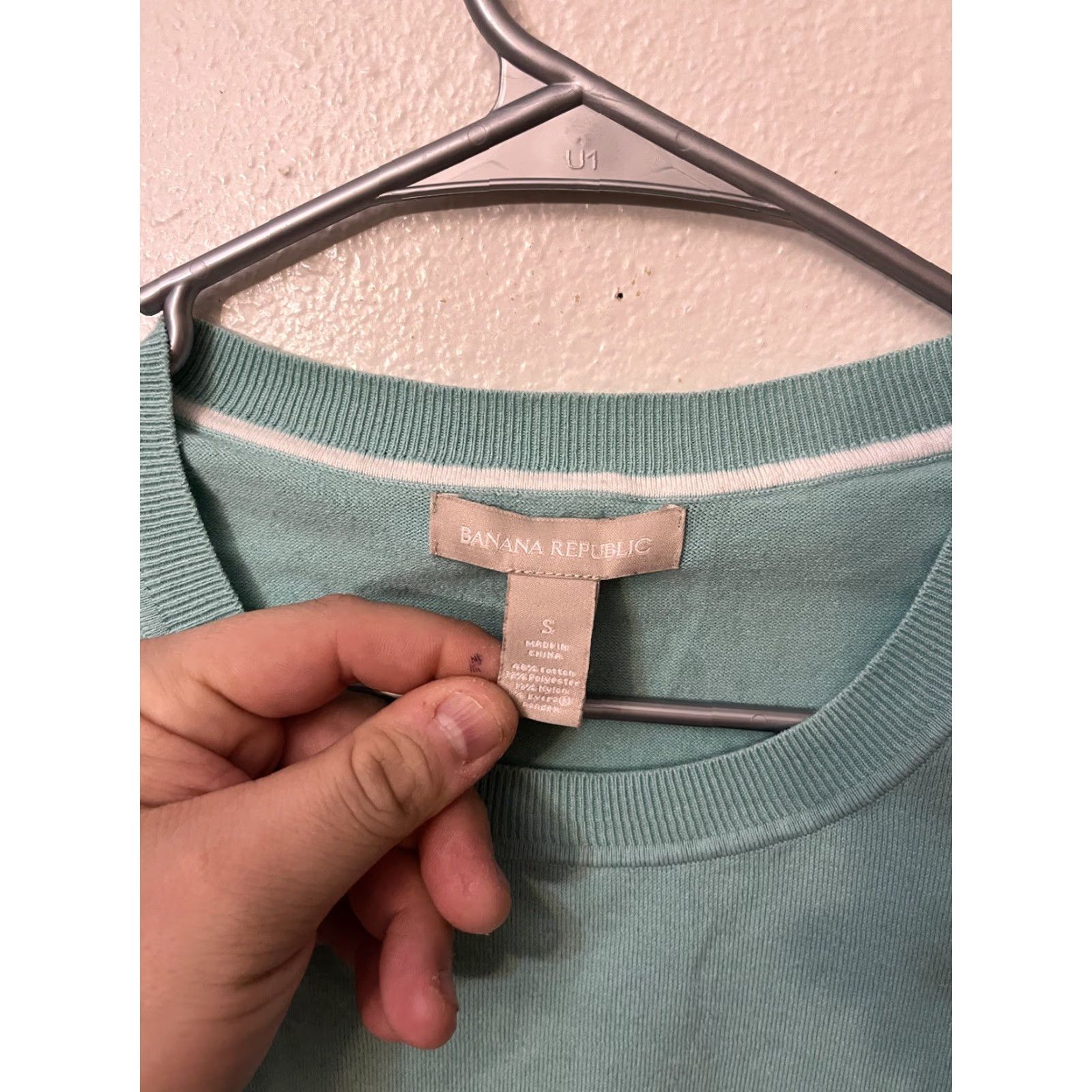 Banana Republic VINTAGE Banana Republic Women’s Light Blue Sweater Size Small Cotton Polyester Nylon Size S / US 4 / IT 40 - 2 Thumbnail