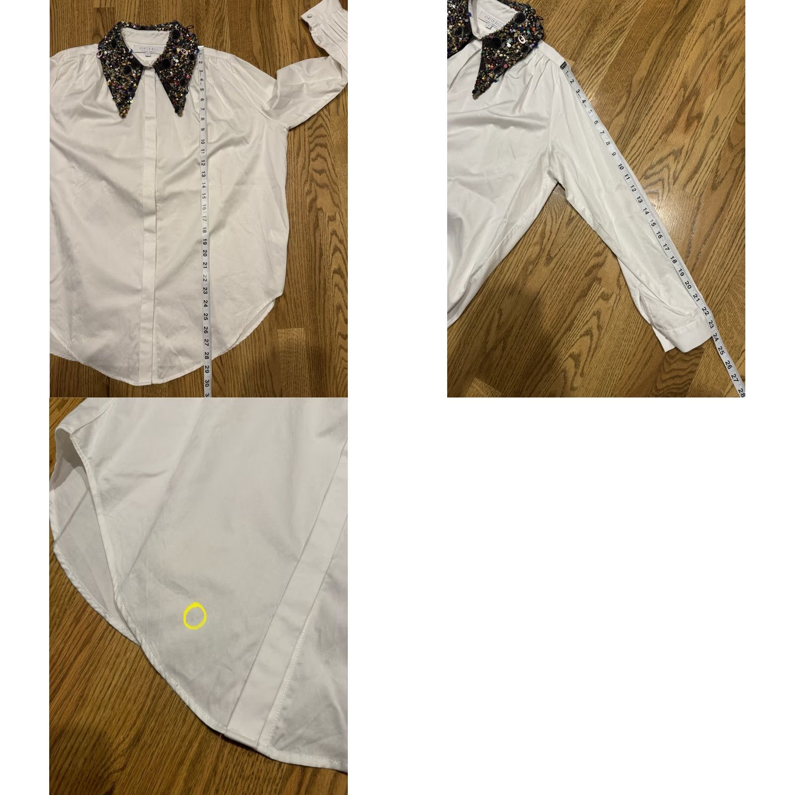 Hunter VINTAGE Hunter Bell Shirt Womens Small Cotton Sequin Collar Button-Up White Size S / US 4 / IT 40 - 8 Thumbnail