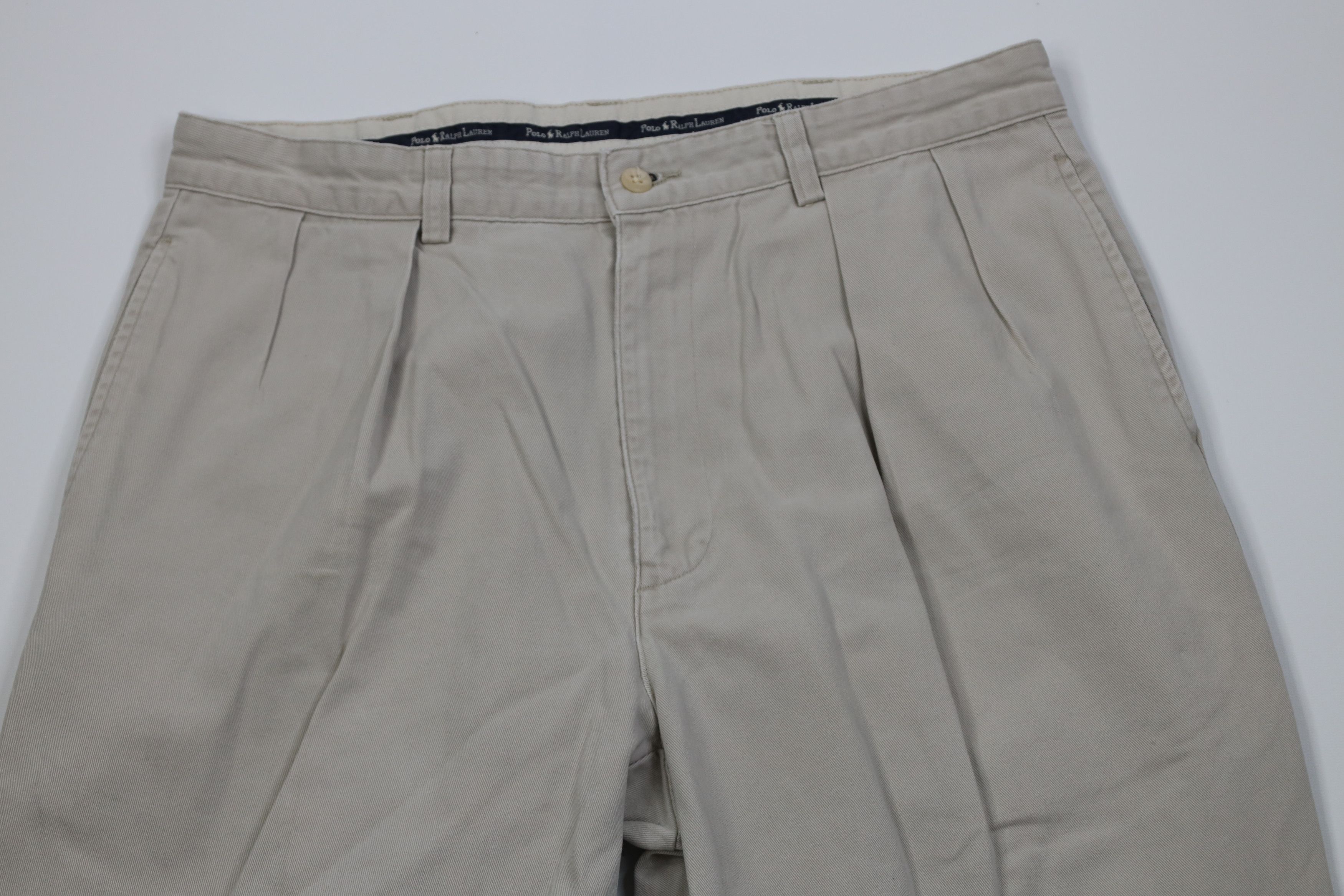 Ralph Lauren Vintage 90s Ralph Lauren Wide Leg Chino Pants Beige Cotton Size US 34 / EU 50 - 2 Thumbnail
