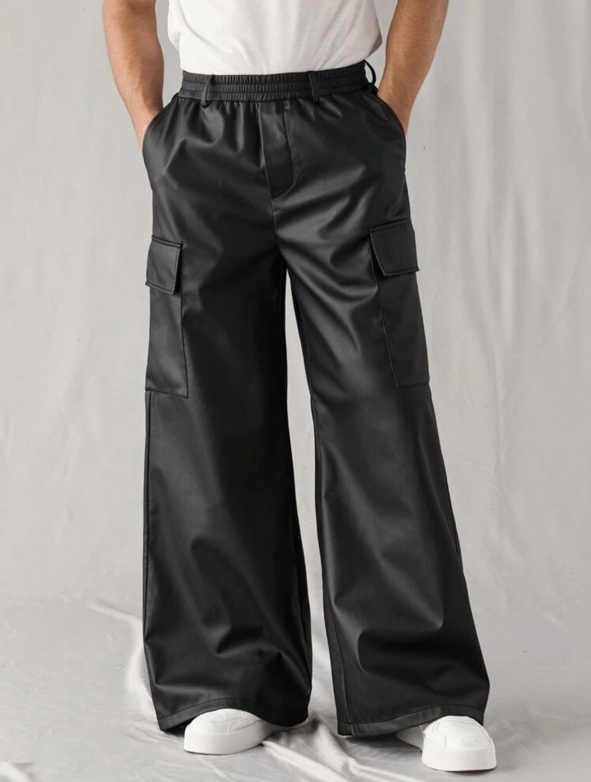 Shein Manfinity RebelGame Woven Loose Straight Leather Pants 44 Size US 44 / EU 60 - 1 Thumbnail