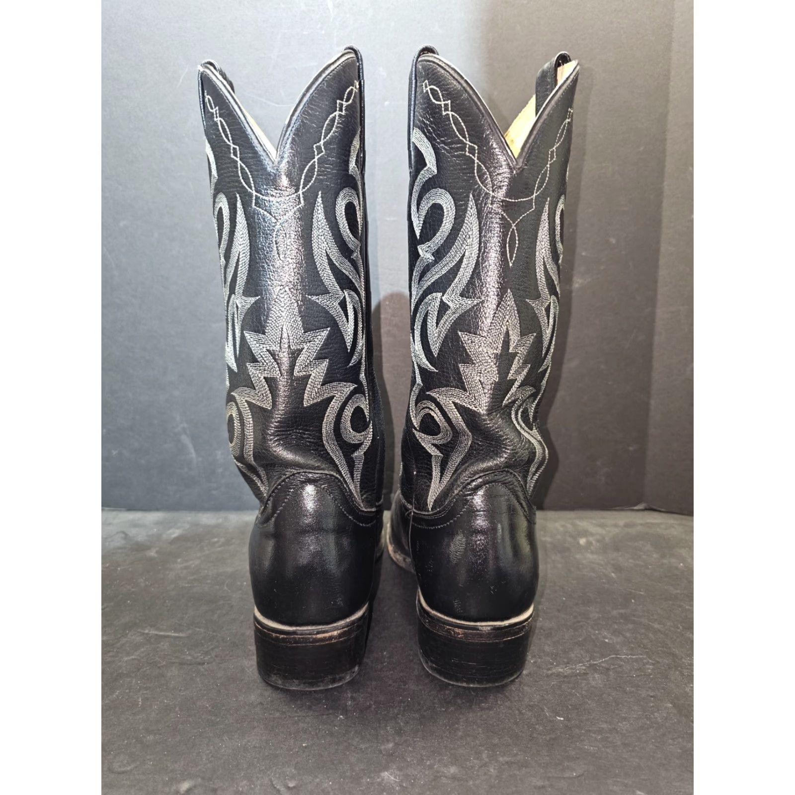 Dan Post VINTAGE Dan Post Cowboy Western Boots DP2110R Men DP2111R Black Leather Round Toe 9.5 D Boots Size US 10 / EU 43 - 6 Thumbnail
