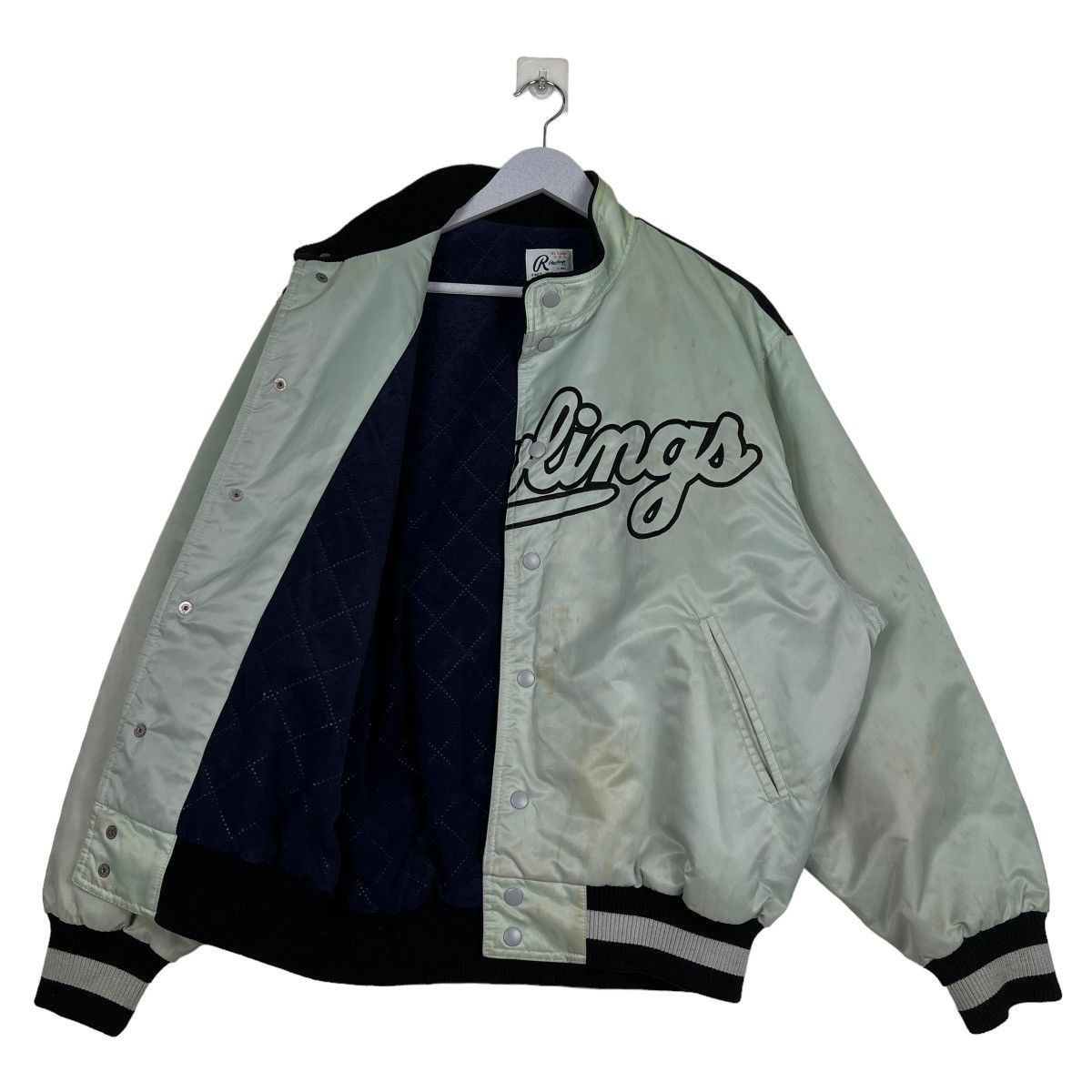 MLB 🔥 VINTAGE RAWLINGS SATIN STADIUM BOMBER JACKET Size US L / EU 52-54 / 3 - 9 Thumbnail