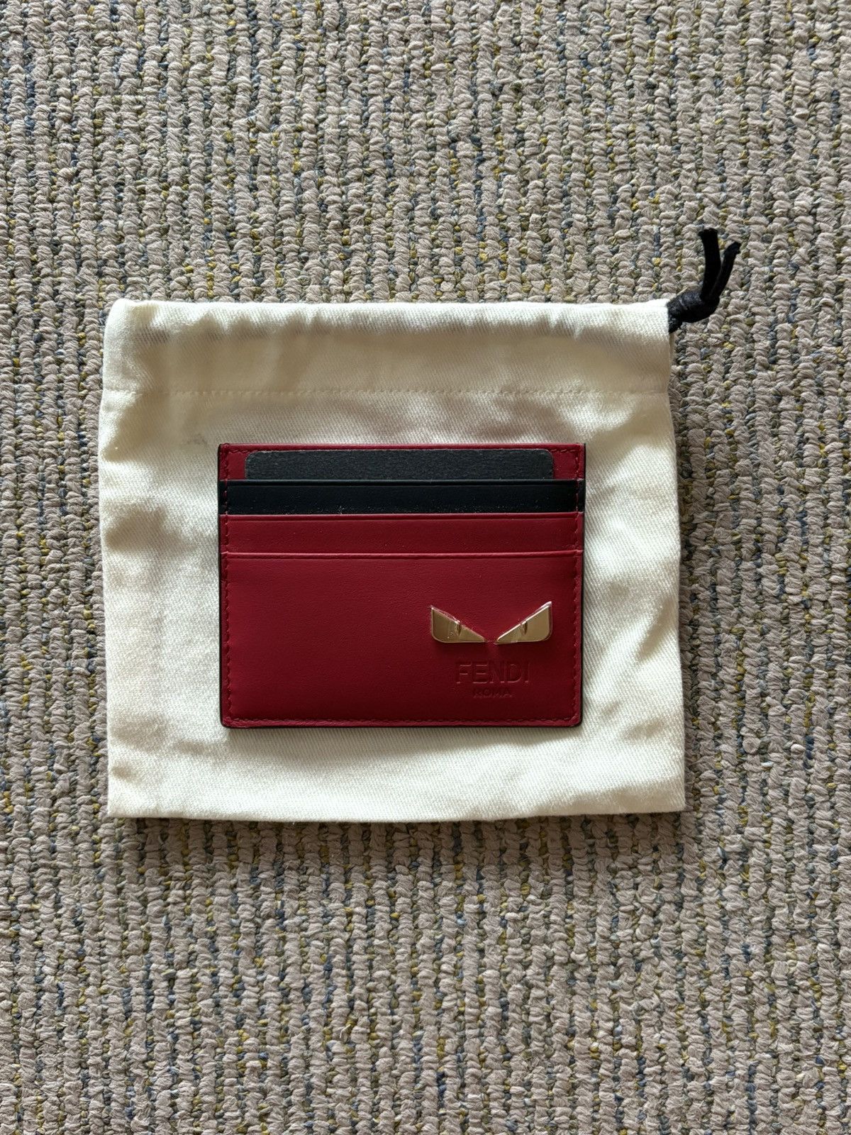 Fendi *RARE* Gold Monster Eye Red Leather Card Holder Size ONE SIZE - 1 Thumbnail