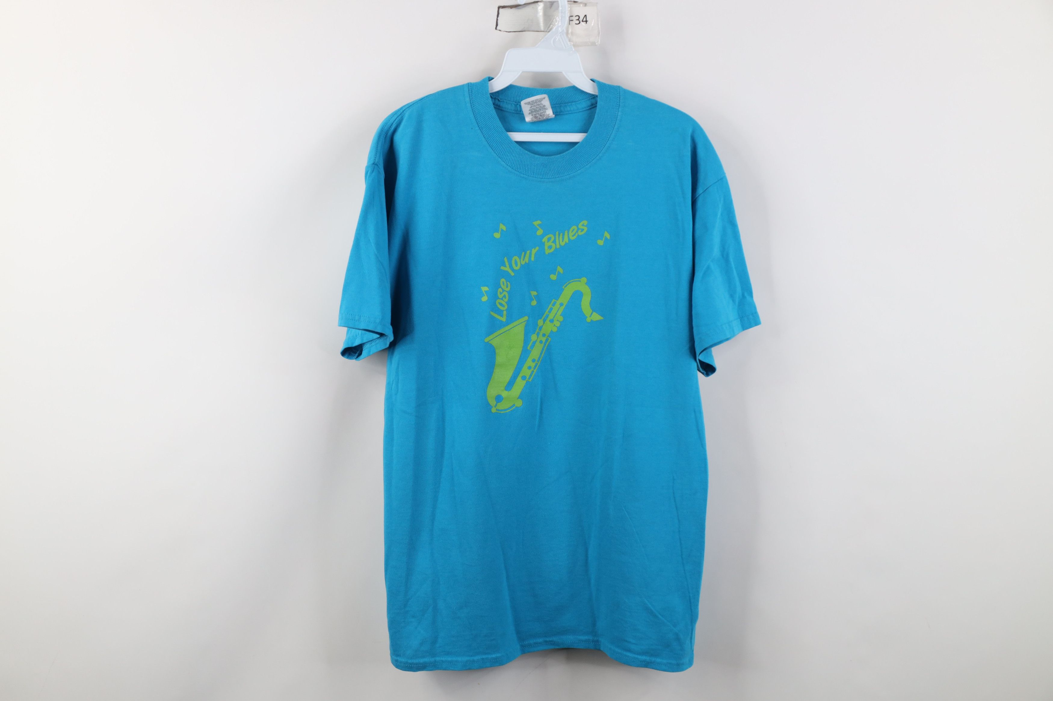 Vintage Vintage 90s Y2K Streetwear Lose Your Blues Saxophone T-Shirt Size US M / EU 48-50 / 2 - 1 Thumbnail