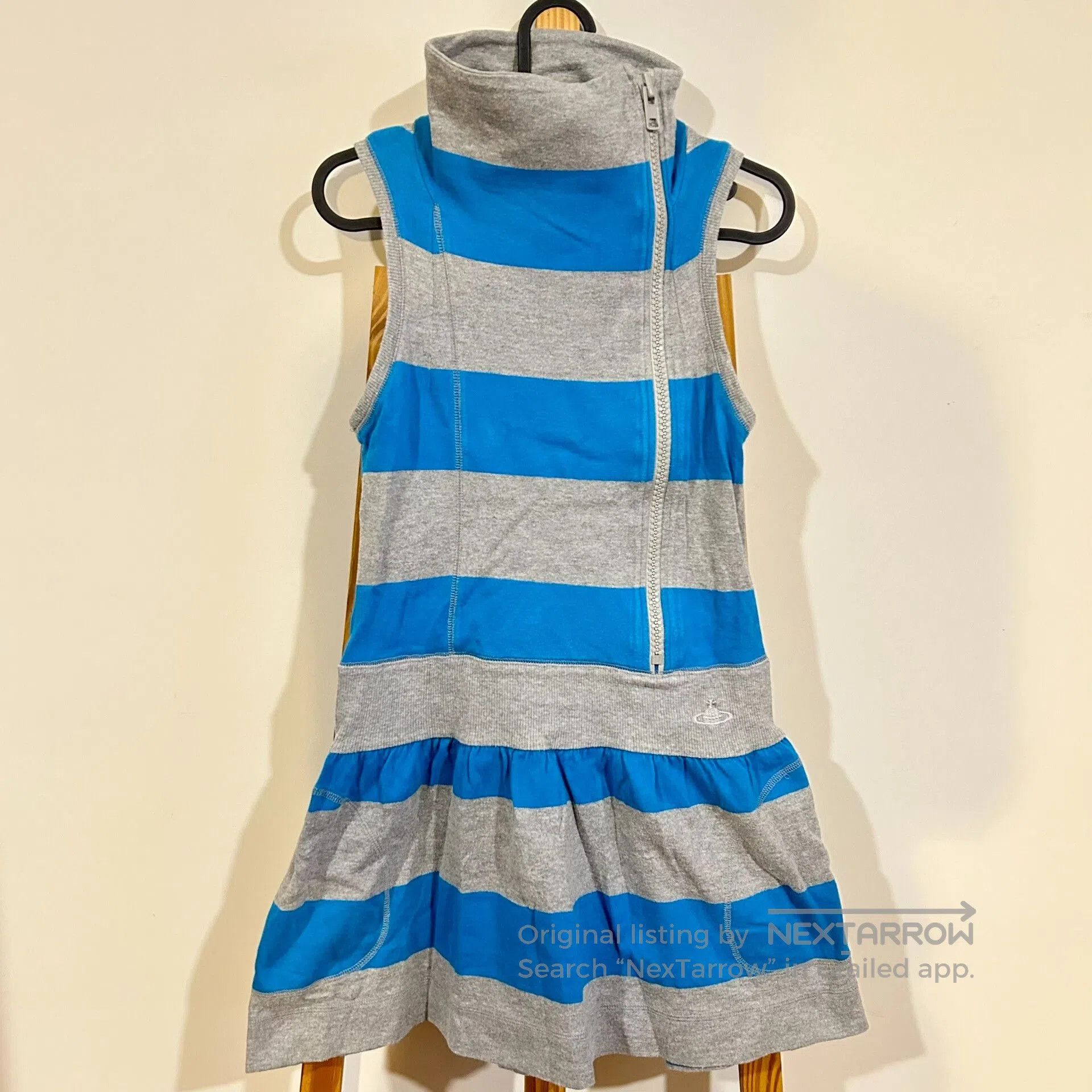 Vivienne Westwood striped sleeveless dress with high collar. Size M / US 6-8 / IT 42-44 - 2 Thumbnail
